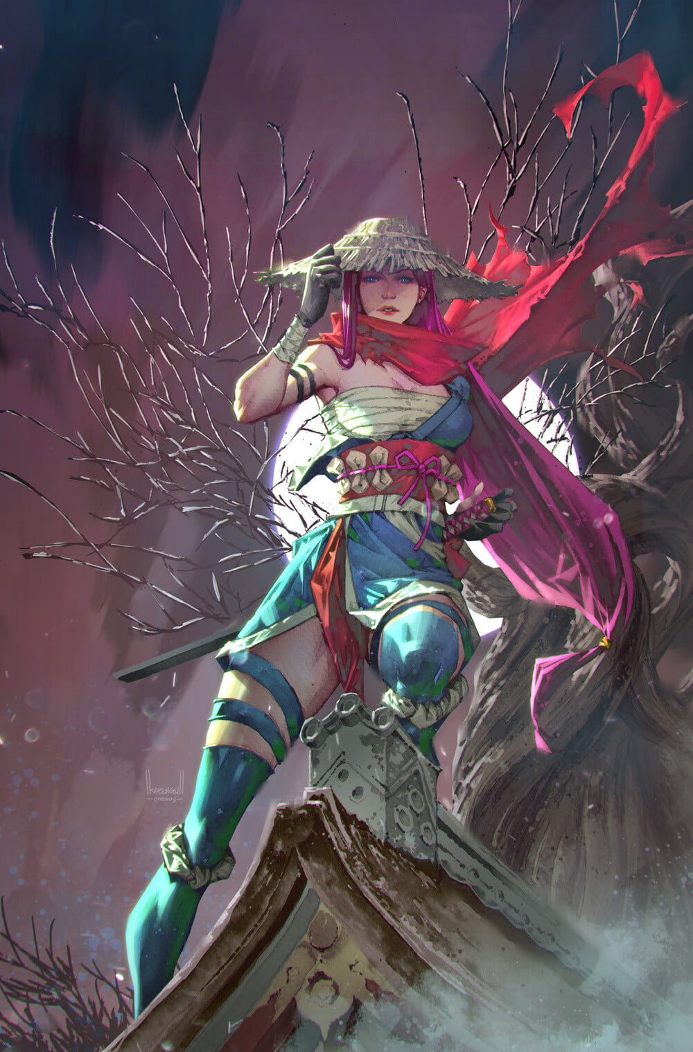 artwork, ArtStation, 720P, Psylocke, fantasy girl, X-Men, Kael Ngu, women, Phone HD Wallpaper