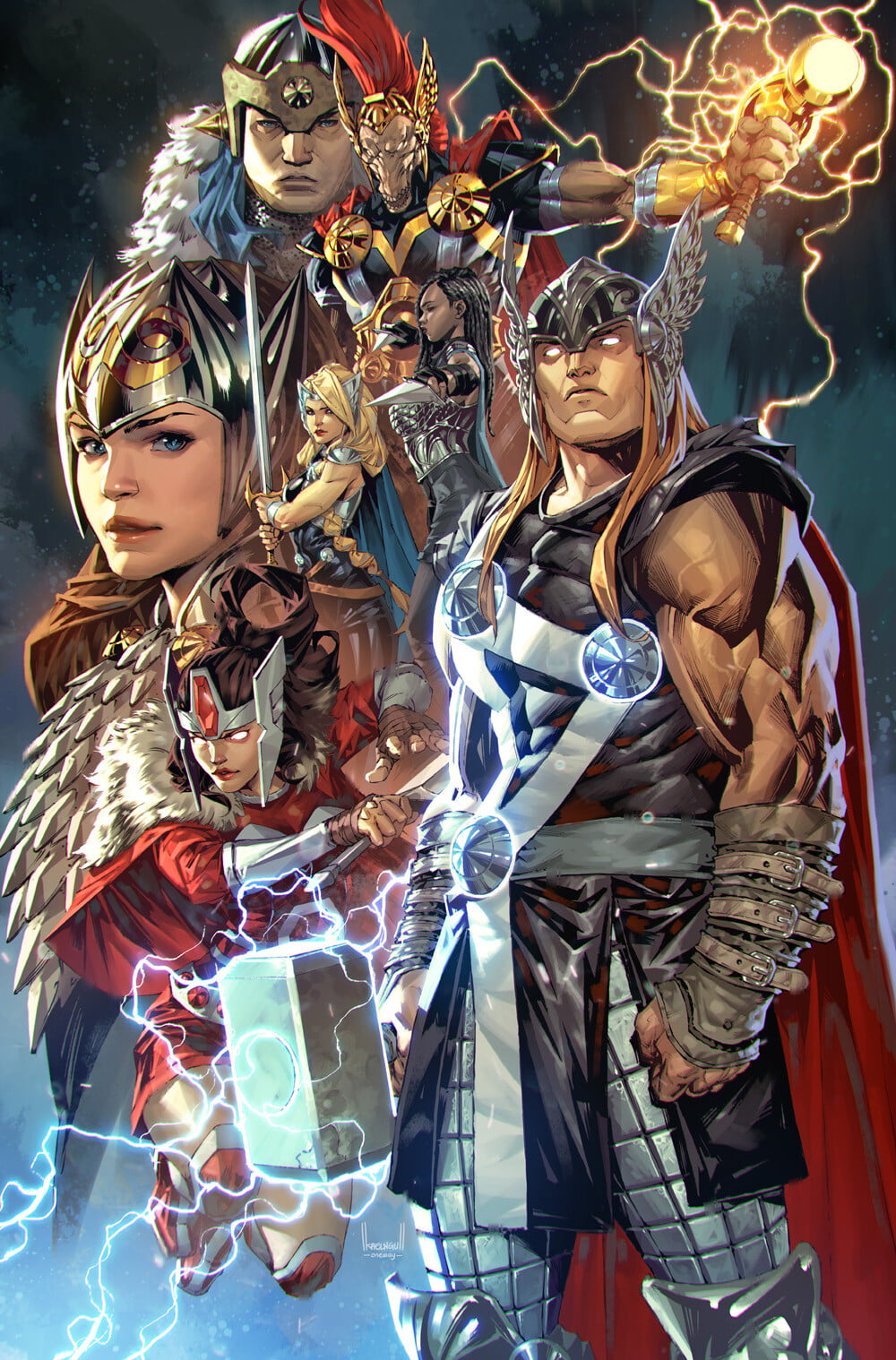 Kael Ngu, 720P, artwork, men, Fantasy Men, Thor, ArtStation, Phone HD Wallpaper