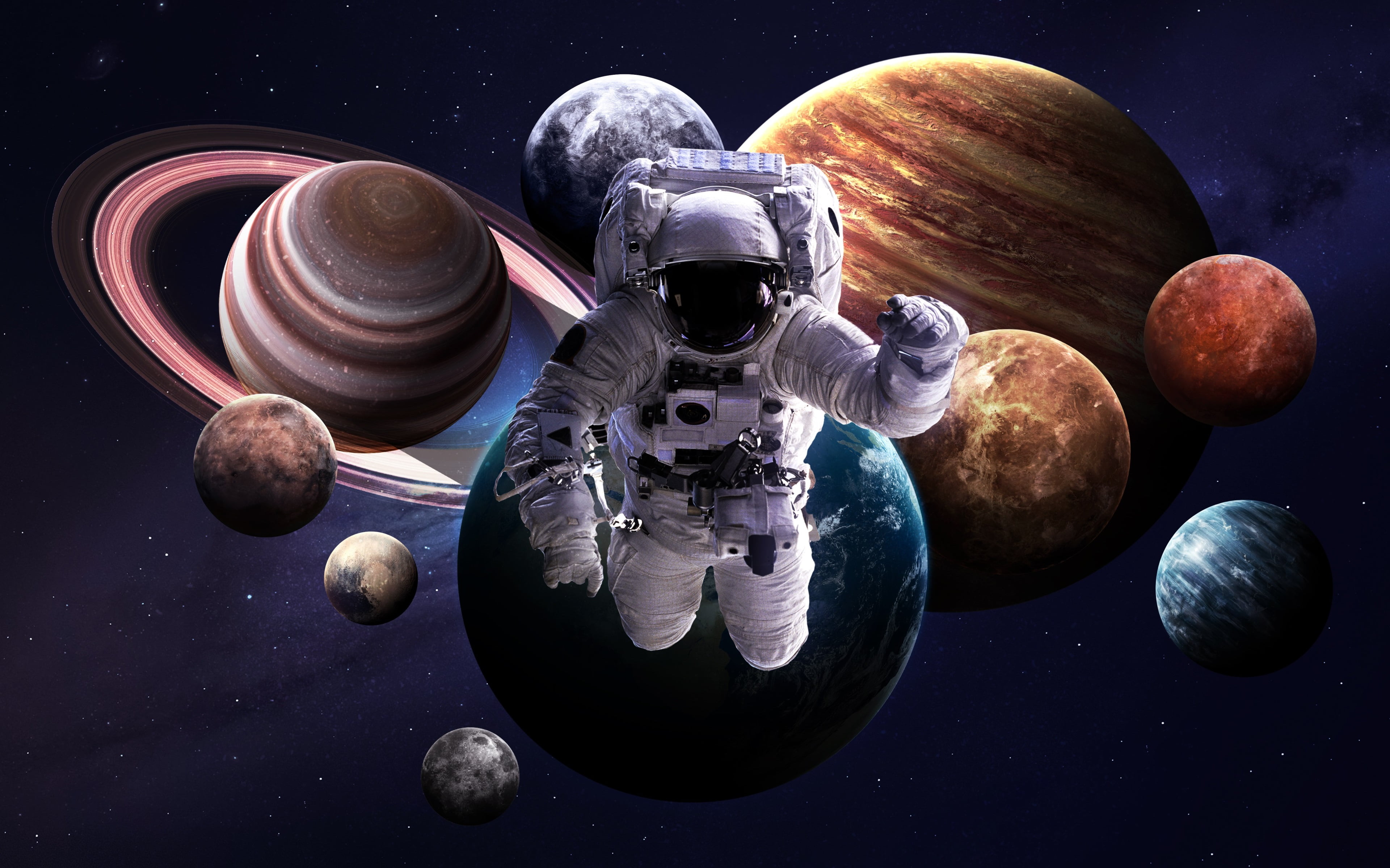 futuristic, technology, table, planet - space, indoors, space, 4K, human representation, science, sphere, moon, close-up, sky, still life, no people, space exploration, HD Wallpaper