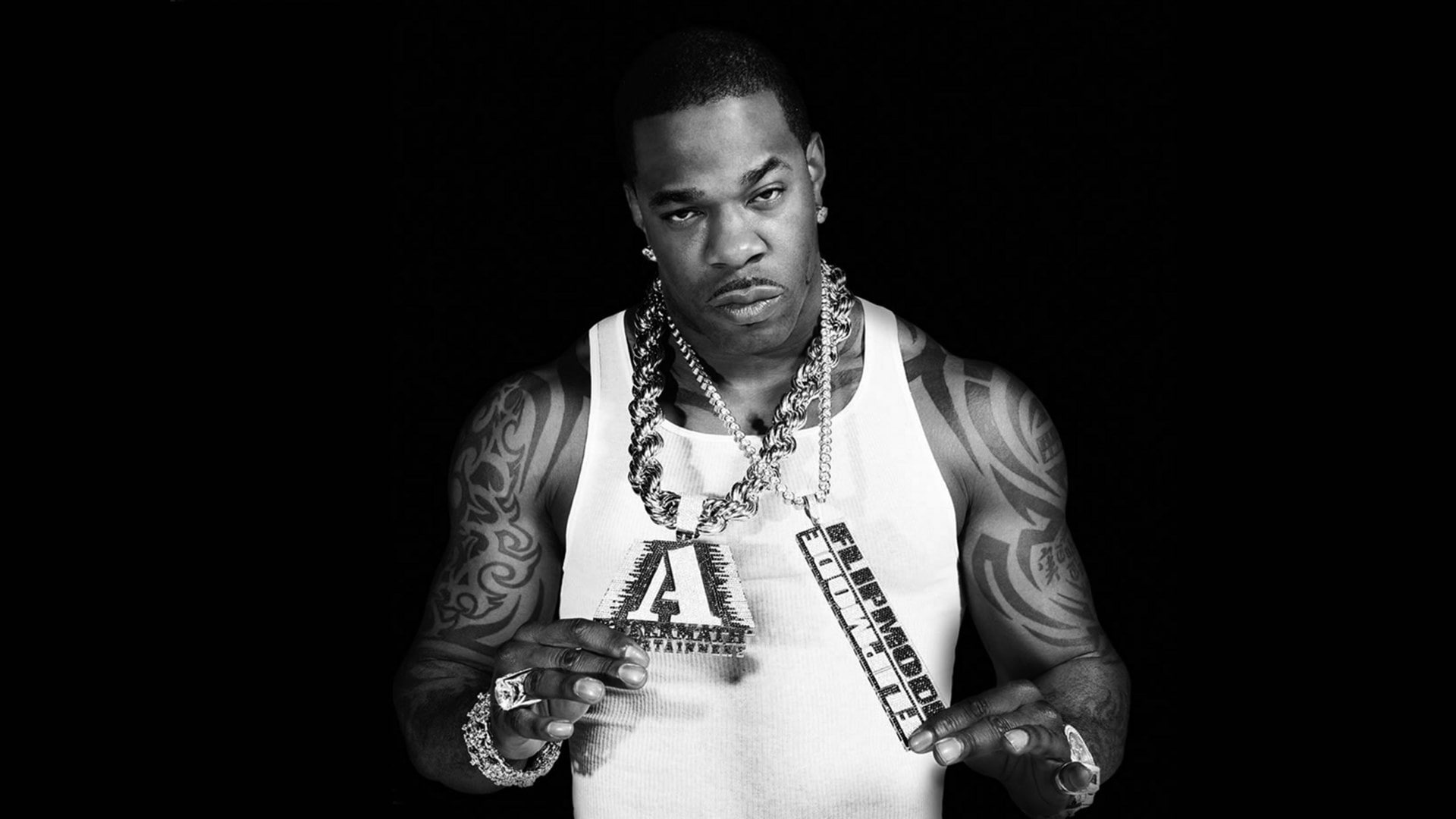 tattoo, busta rhymes, look, 1080P, chains, jewerly, HD Wallpaper