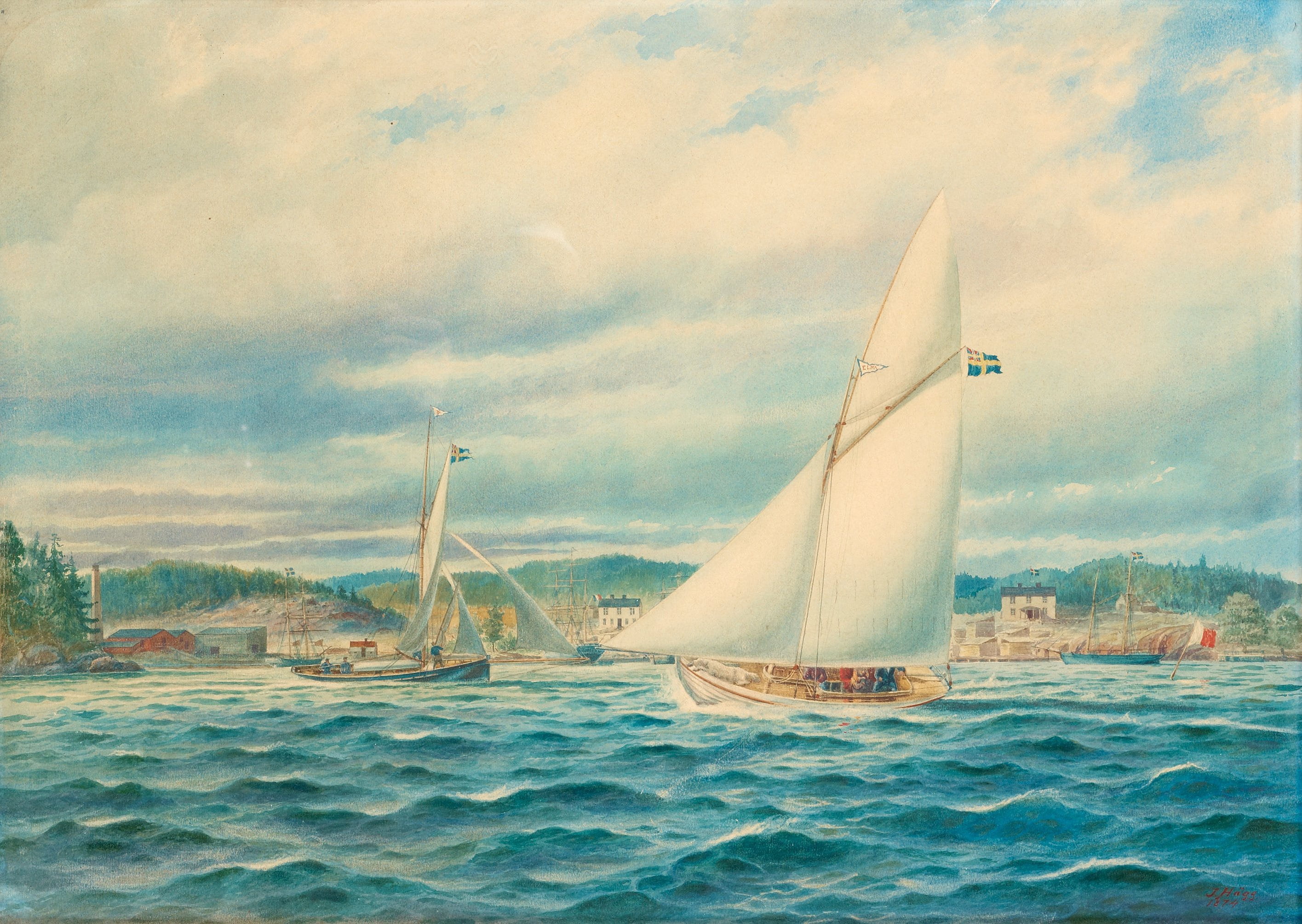2K, marinus, The narrow entrance to the Stockholm archipelago, 1874 g, seascape, Jacob European Communities V United Kingdom, HD Wallpaper