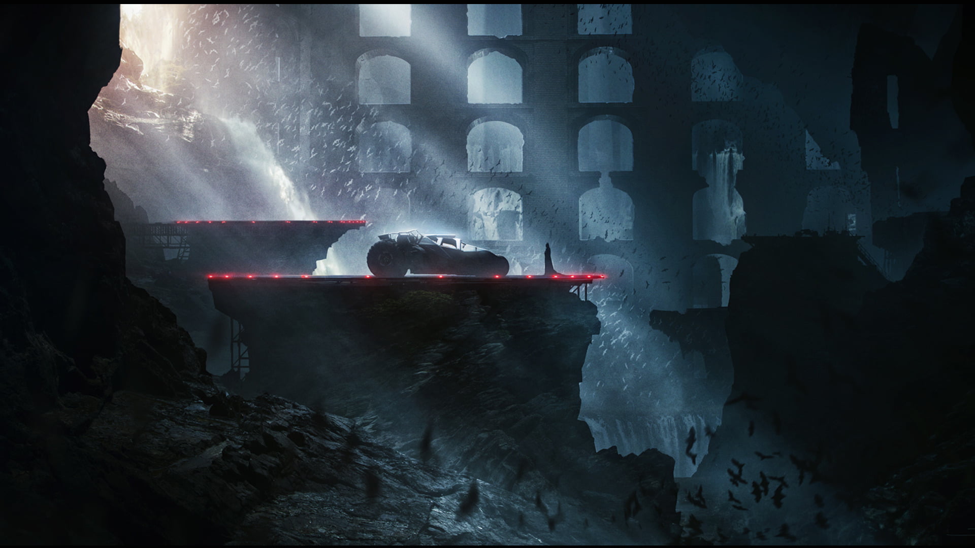 Batcave, outdoors, no people, 1080P, illuminated, water, long exposure, motion, architecture, belief, religion, nature, place of worship, spirituality, HD Wallpaper