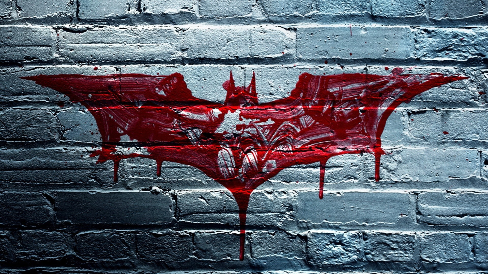 movies, The Dark Knight, bricks, wall, Batman logo, 1080P, Batman, HD Wallpaper
