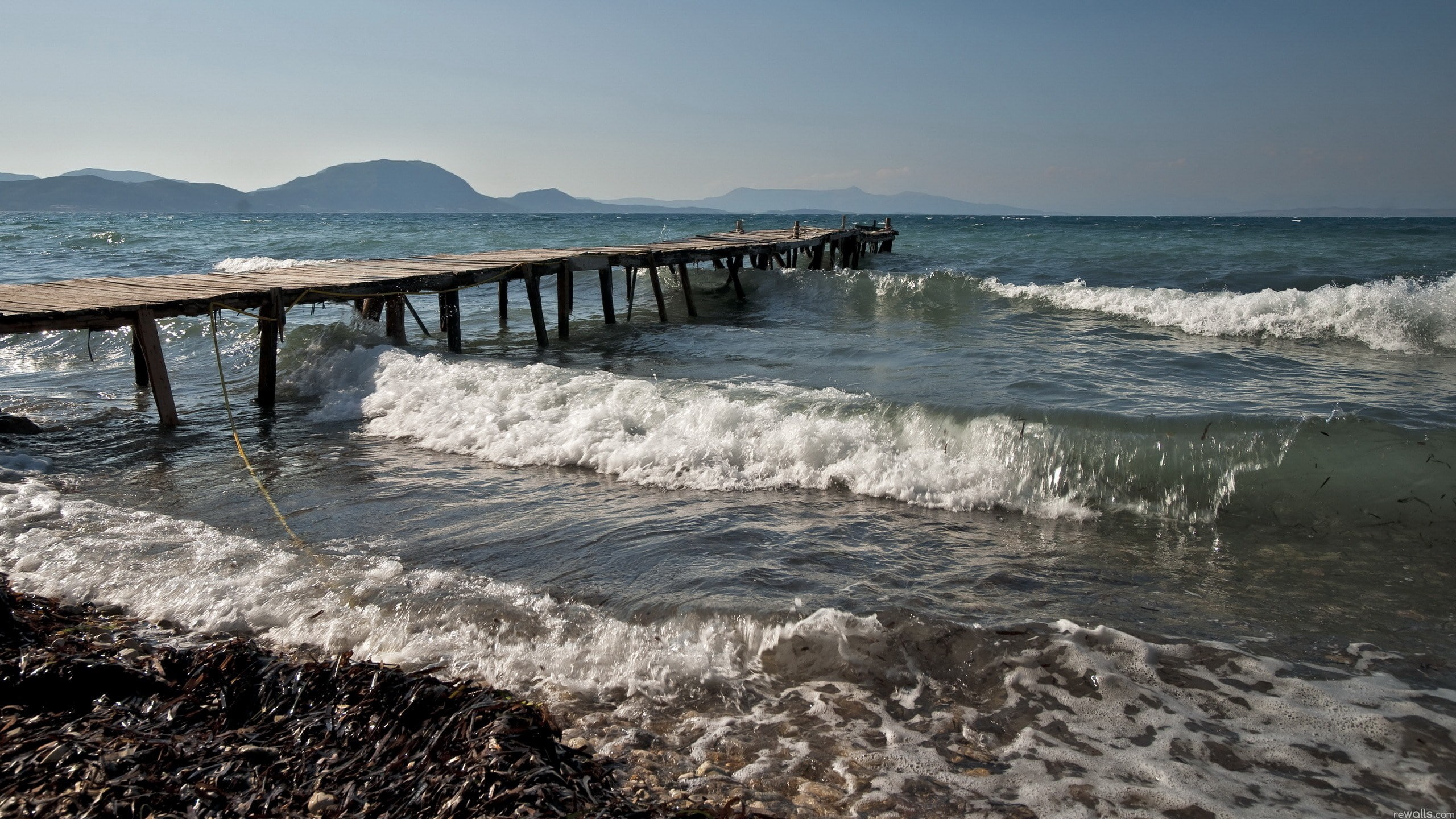 wave, tranquility, flowing water, beauty in nature, wooden post, water, idyllic, architecture, built structure, motion, land, 2K, nature, sky, scenics - nature, HD Wallpaper