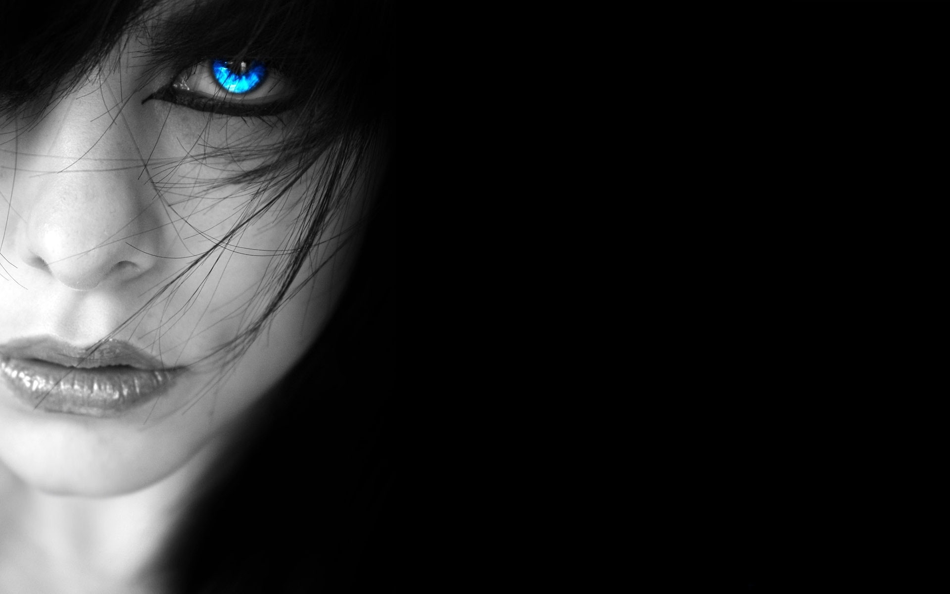 hd, eyes, black, 1080P, grrl, people, anyone, art, red, HD Wallpaper