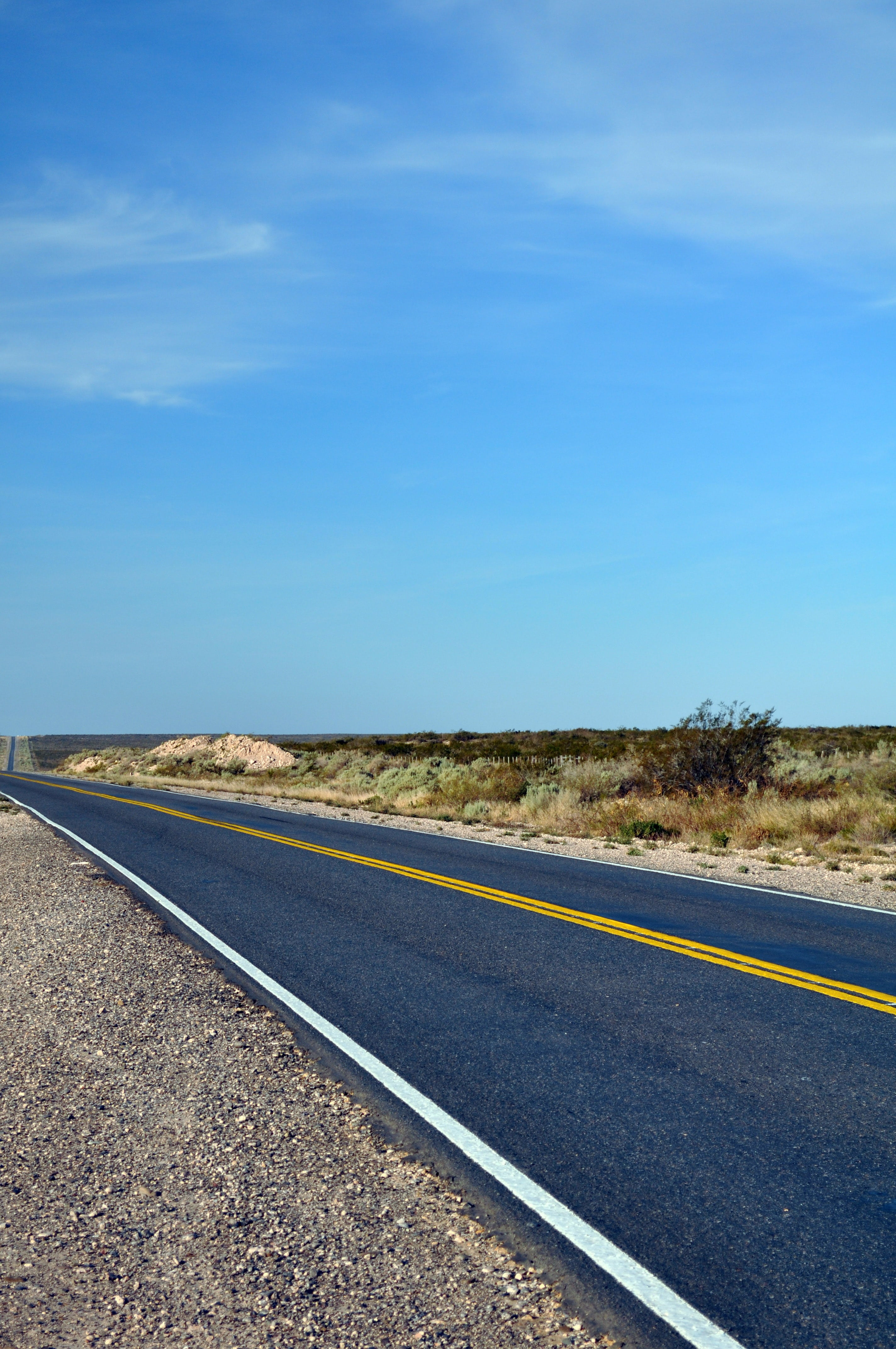 patagonia, pampa, sign, tranquility, environment, asphalt, 4K, the way forward, no people, beauty in nature, long, arid climate, scenics - nature, road marking, Phone HD Wallpaper