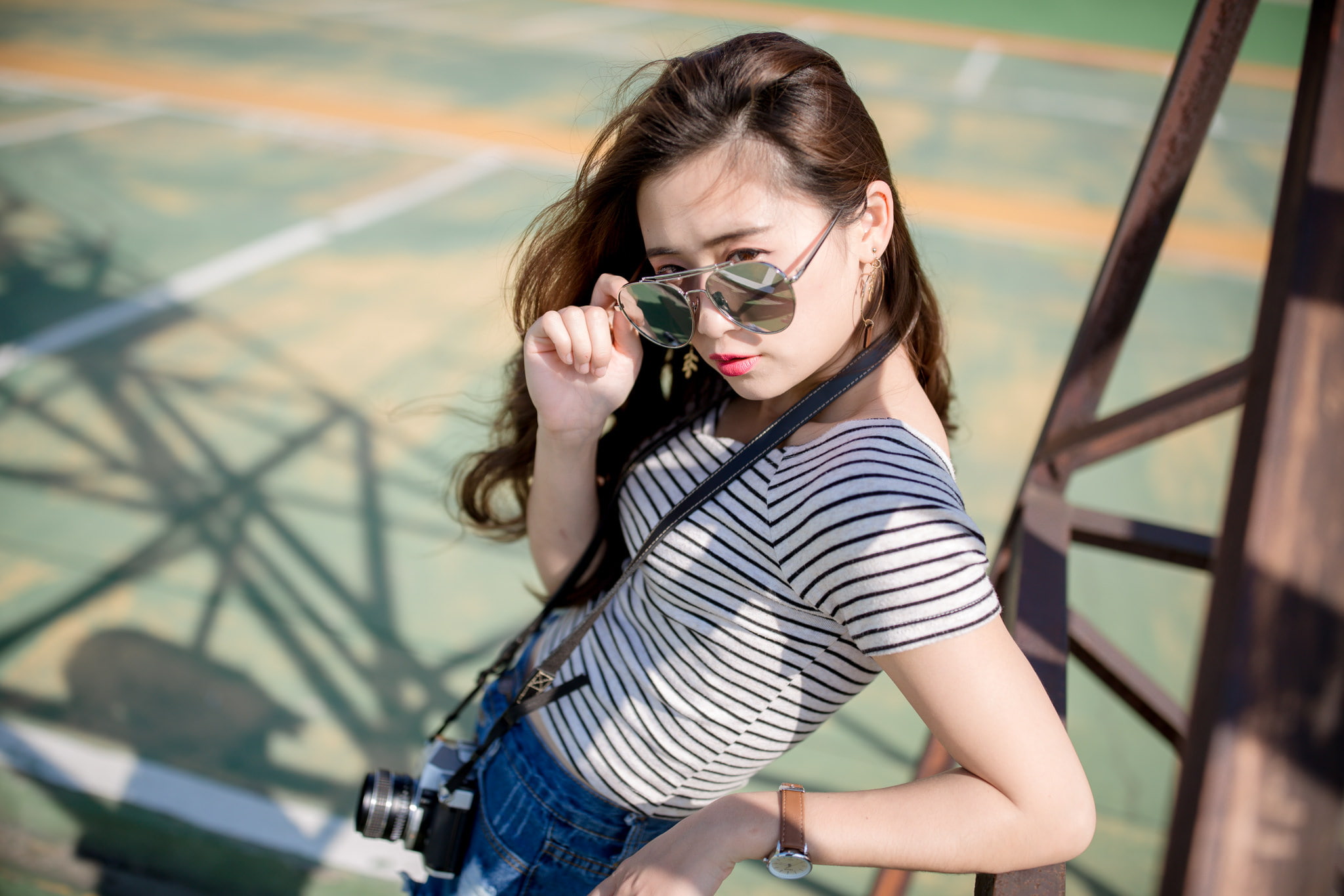 fashion, women outdoors, glasses, front view, young adult, hair, beautiful woman, beauty, sunglasses, one person, young women, hairstyle, Asian, brown hair, HD Wallpaper