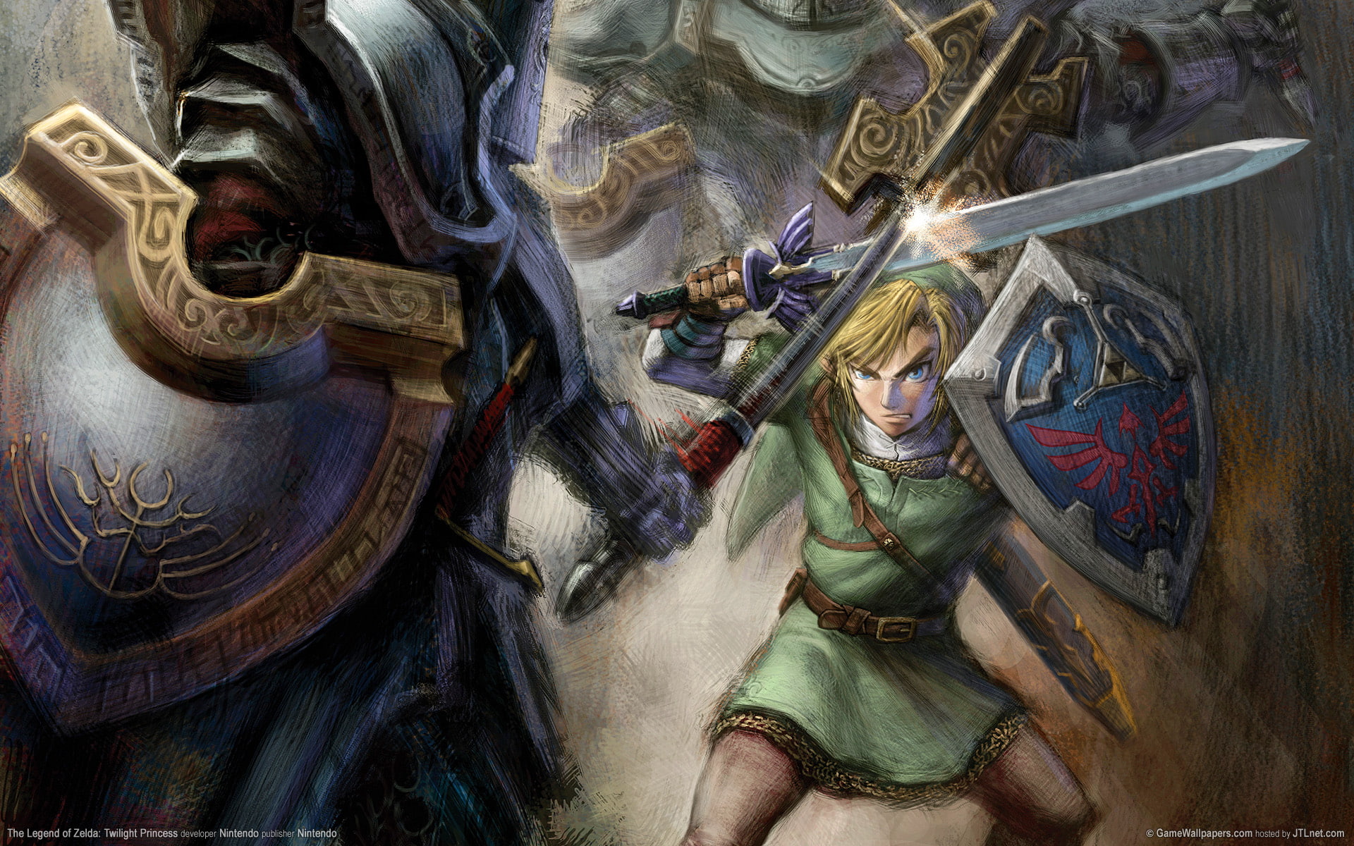 1080P, shield, video games, drawing, hd, link, zelda, sword, HD Wallpaper
