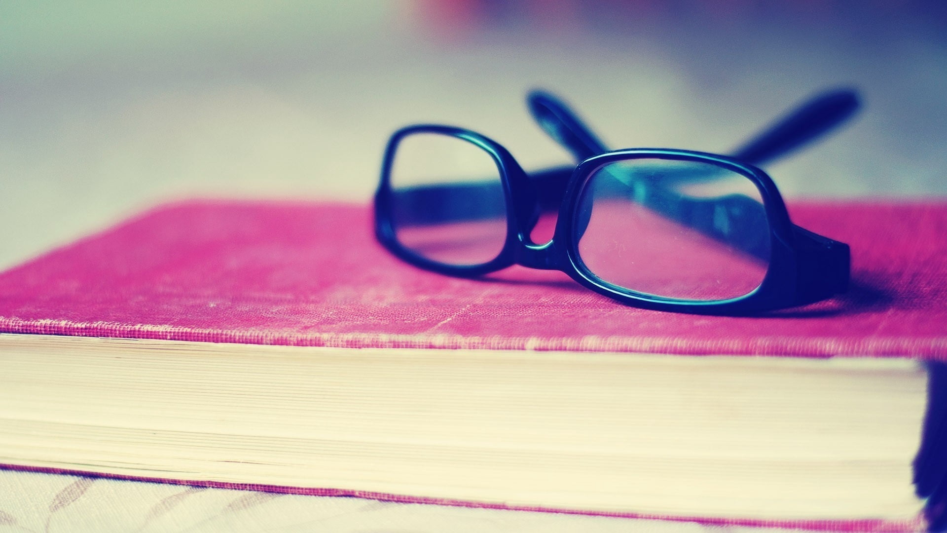 pink color, page, black, still life, studying, business, glasses, cover, dictionary, table, indoors, sunglasses, no people, fashion, education, textbook, HD Wallpaper
