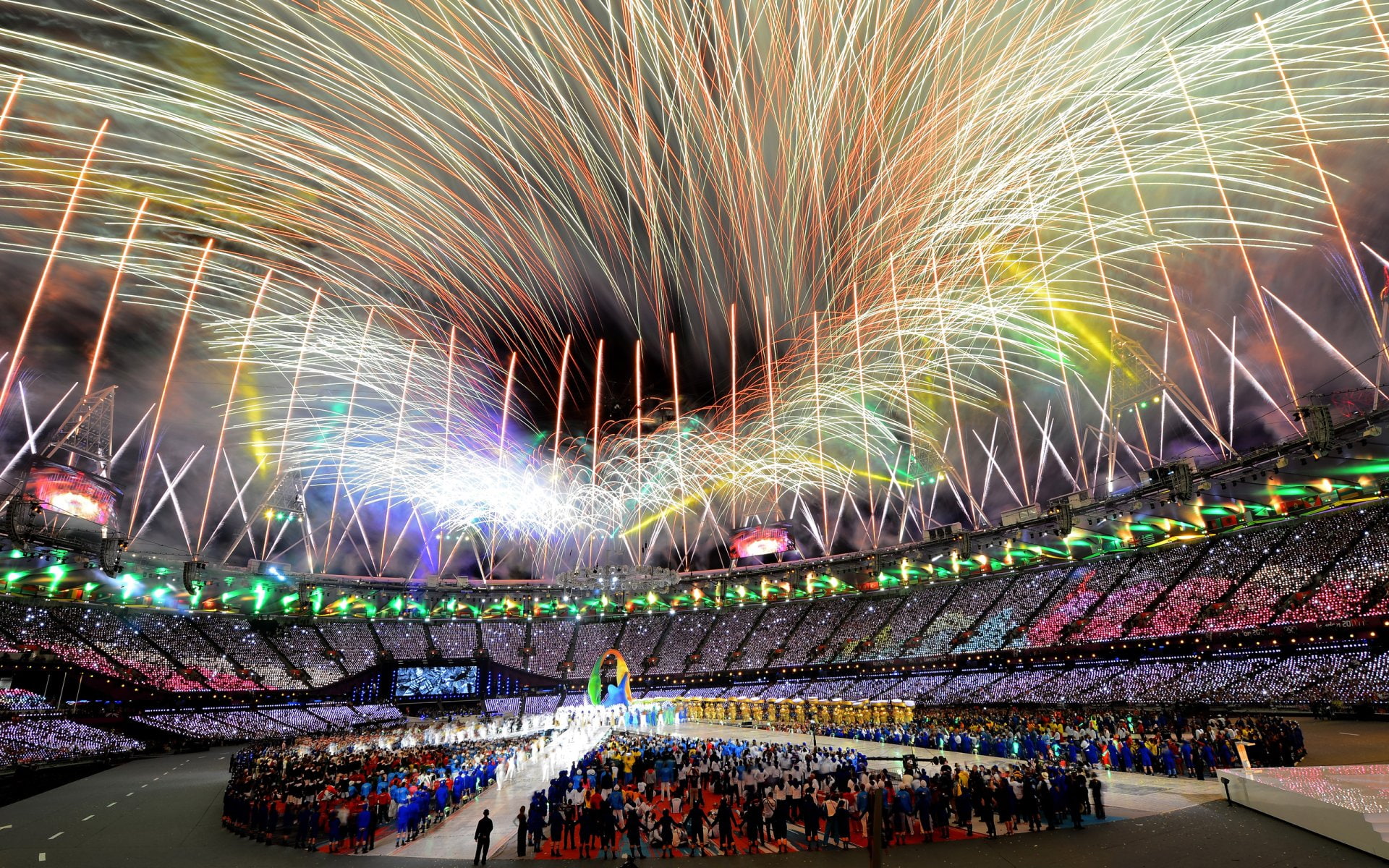 Sports, Olympics, 1080P, Olympic Games, Fireworks, Stadium, London, HD Wallpaper