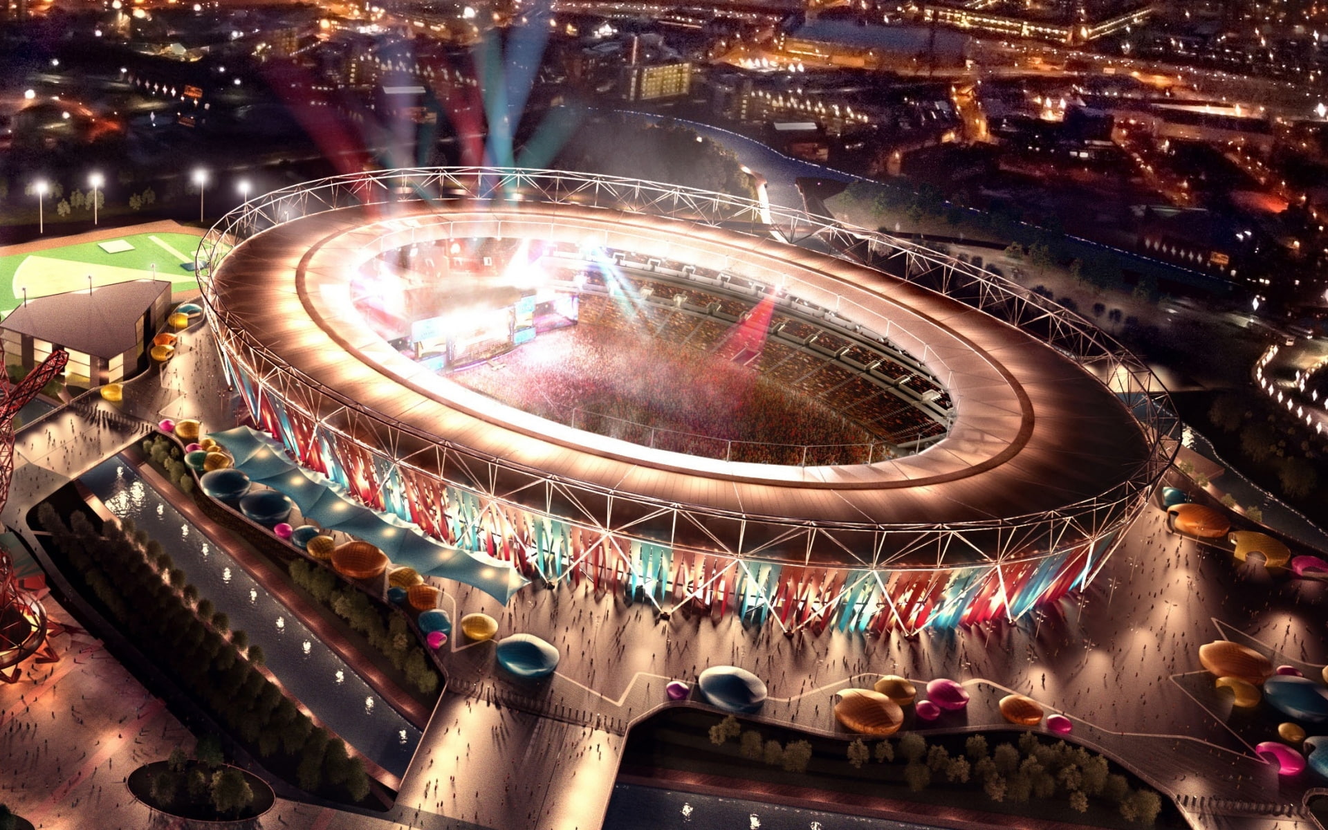 architecture, people, stadium, olympic, 1080P, sports, 2012, london, arena, buildings, HD Wallpaper