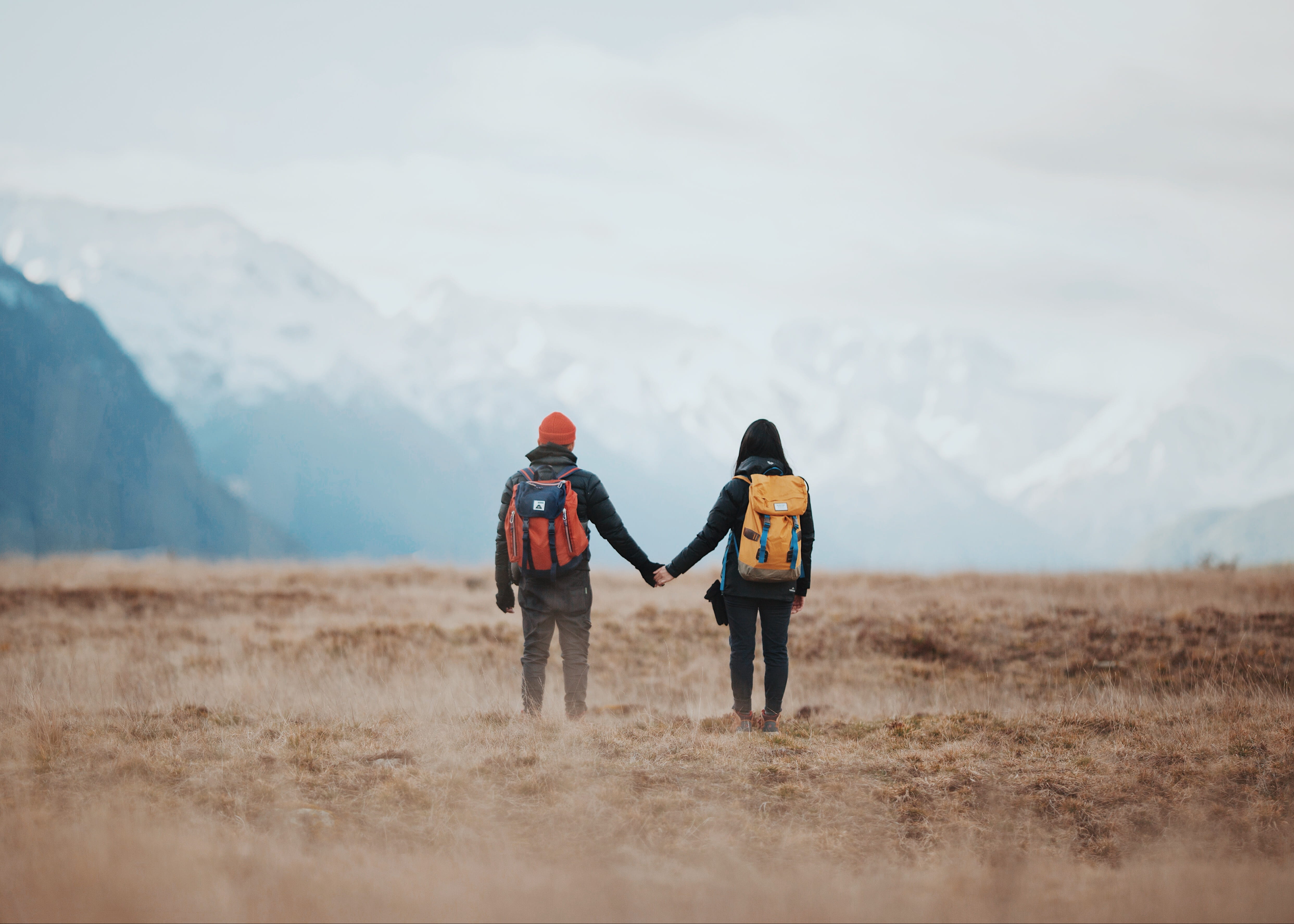 holding hand, love, outdoors, people Traveling, family, group Of People, better together, young Adult, adult, nature, rear View, backpacker, females, dom, HD Wallpaper