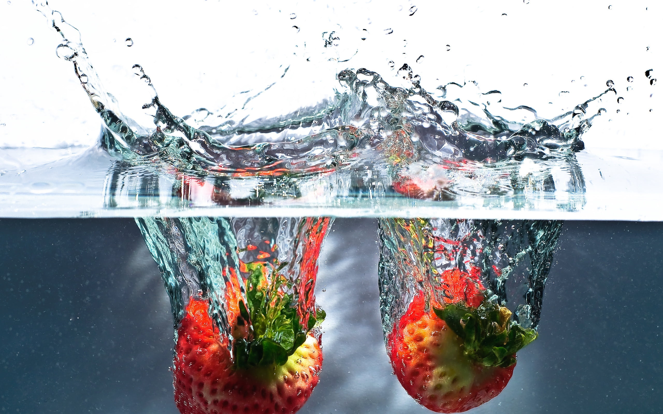 drink, fruit, white, wet, cold - Temperature, drop, freshness, color Image, 2K, healthy Eating, liquid, strawberries, motion, blue, purity, backgrounds, HD Wallpaper