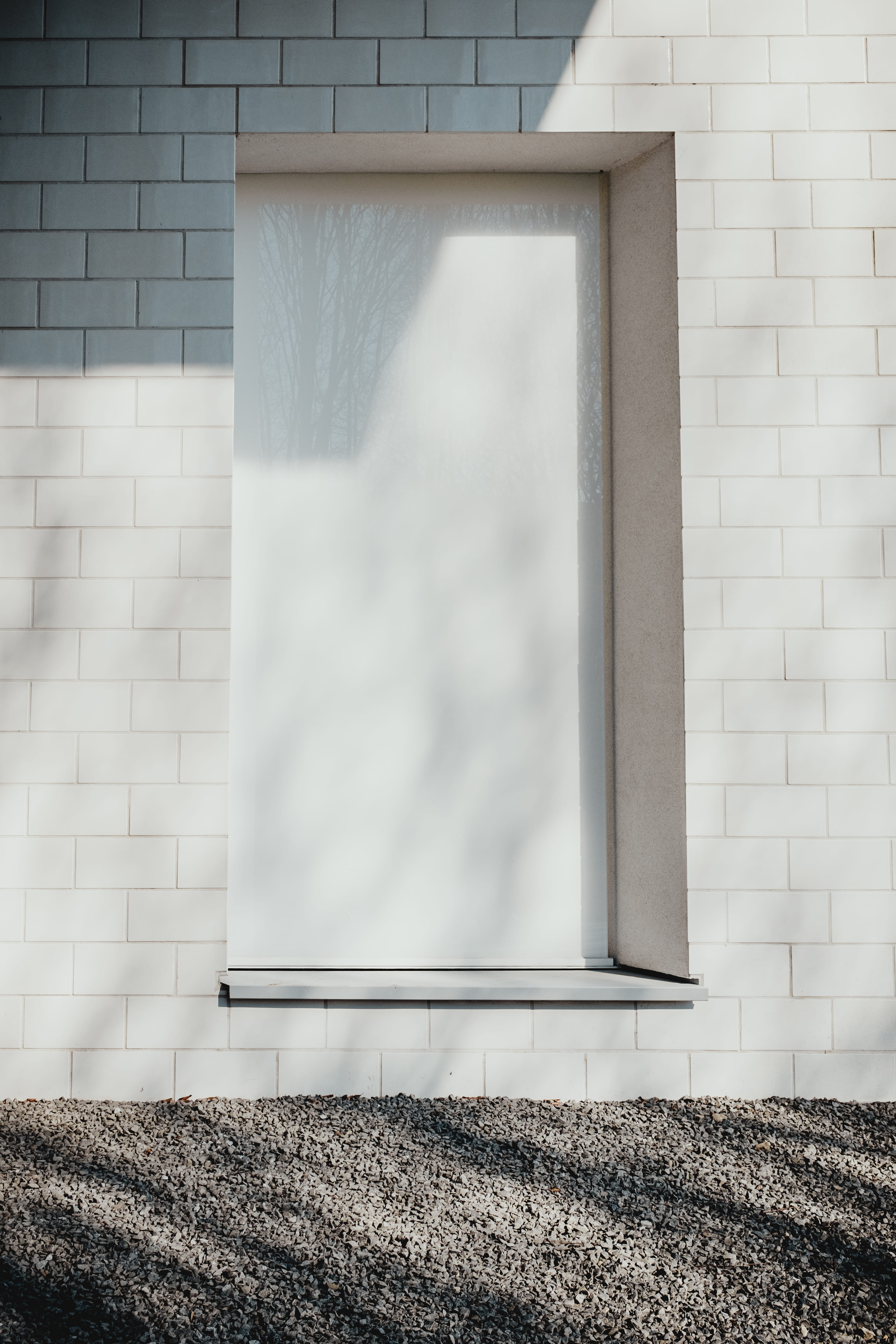 wall - building feature, house, sunlight, paint, wall, brick, glass - material, day, 5K, building exterior, city, no people, nature, window, curtain, white, Phone HD Wallpaper