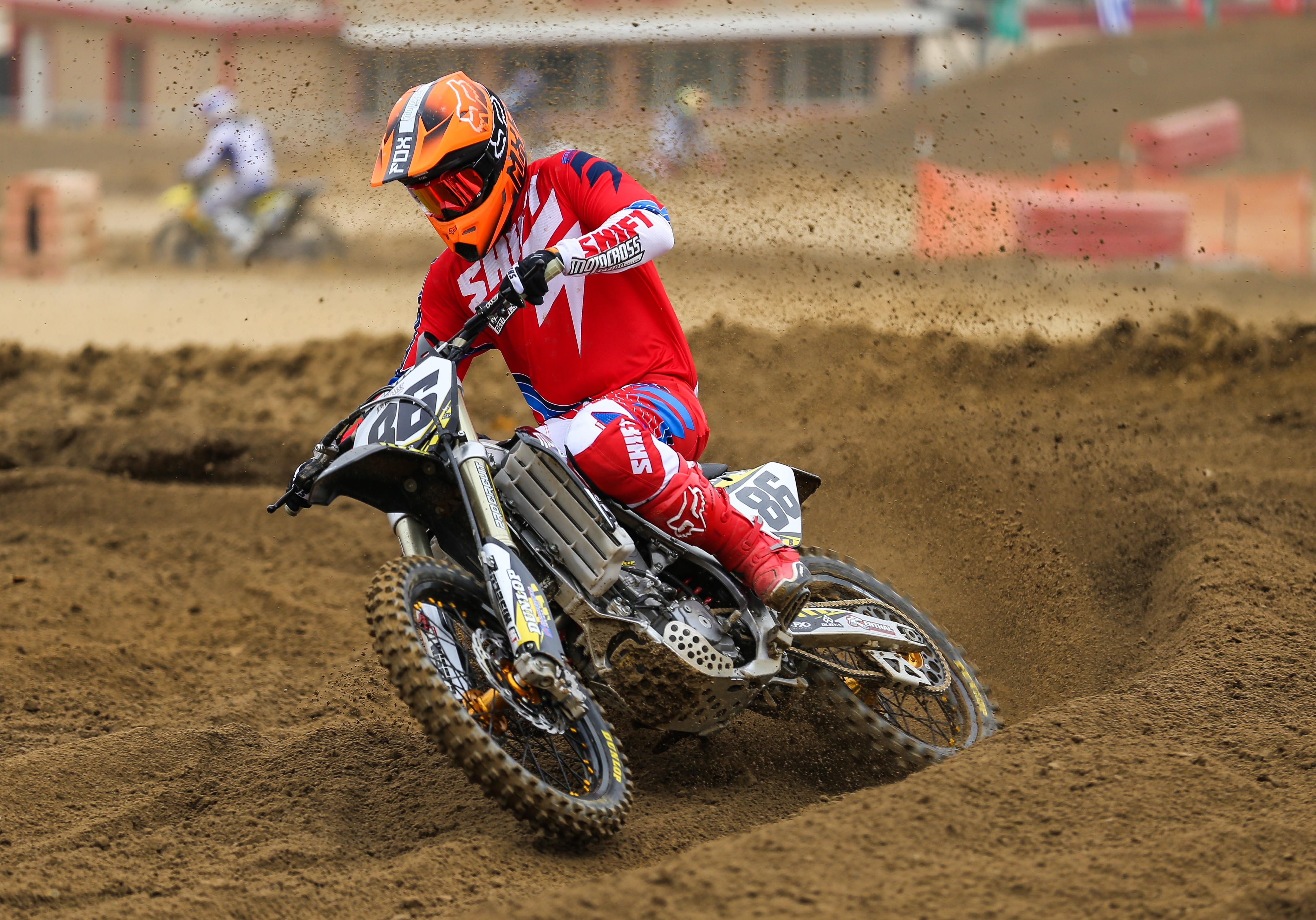 sports clothing, motorcycle, sport, one person, bike, dust, land, speed, sports equipment, headwear, person, action sport, sports helmet, competition, man, HD Wallpaper
