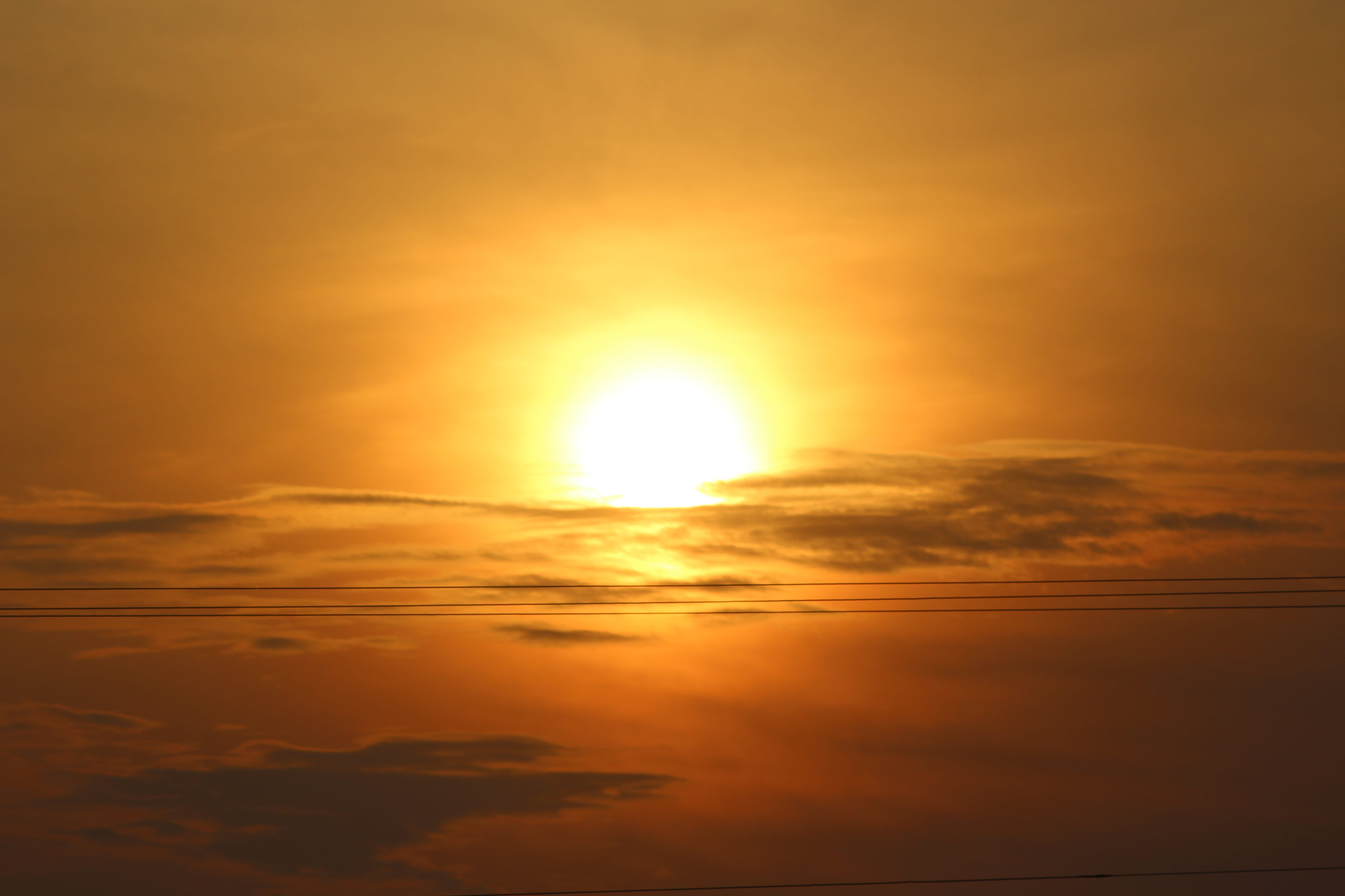 orange color, cloud - sky, outdoors, scenic, sun, romantic sky, sunlight, scenario, no people, sea, peaceful, awe, horizon over water, landscape, yellow, HD Wallpaper