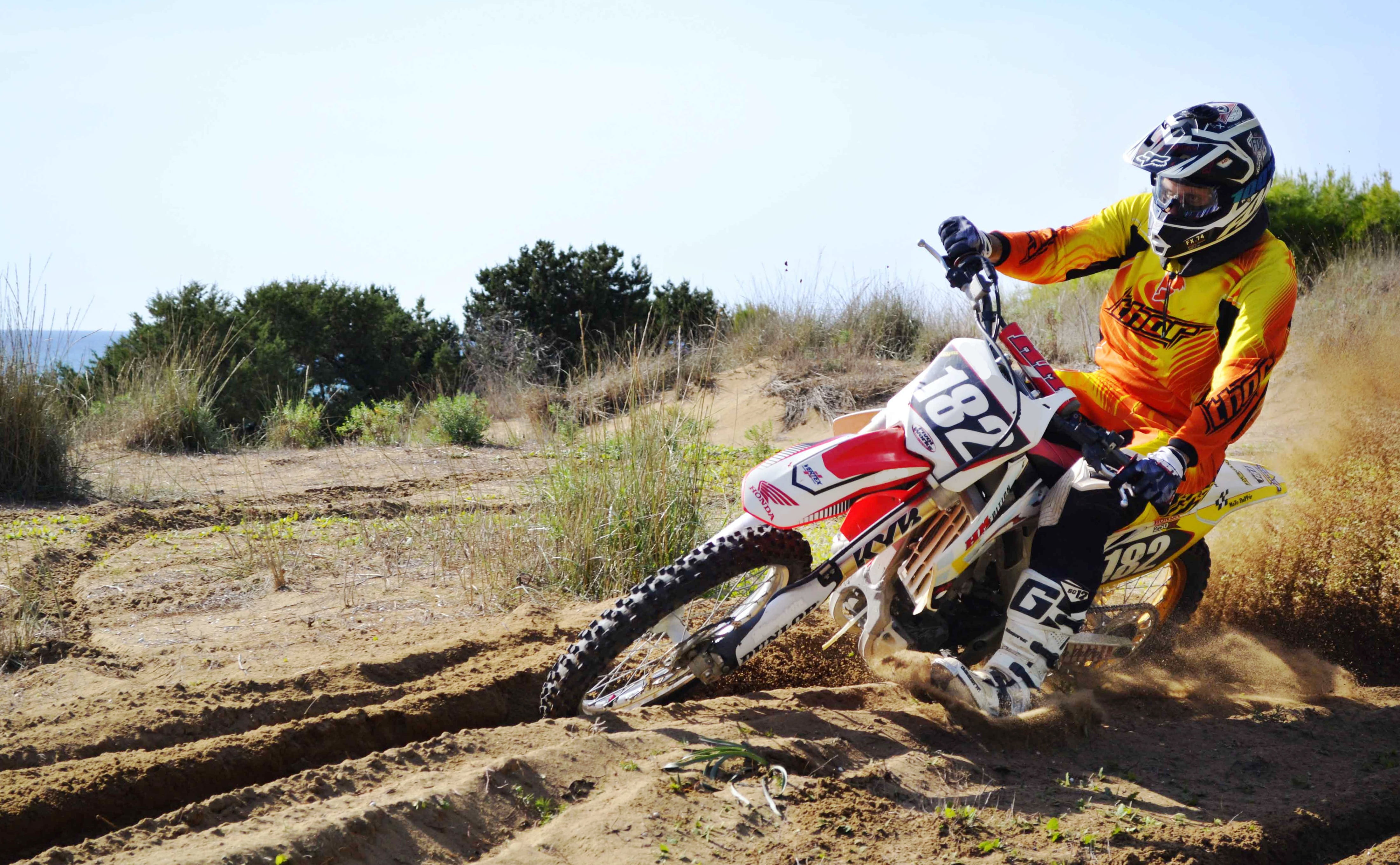wheel, nature, motorcycle, dirt, white, crash helmet, headwear, fast, speed, outdoors, exercise, motion, mode of transportation, competition, extreme, skill, HD Wallpaper