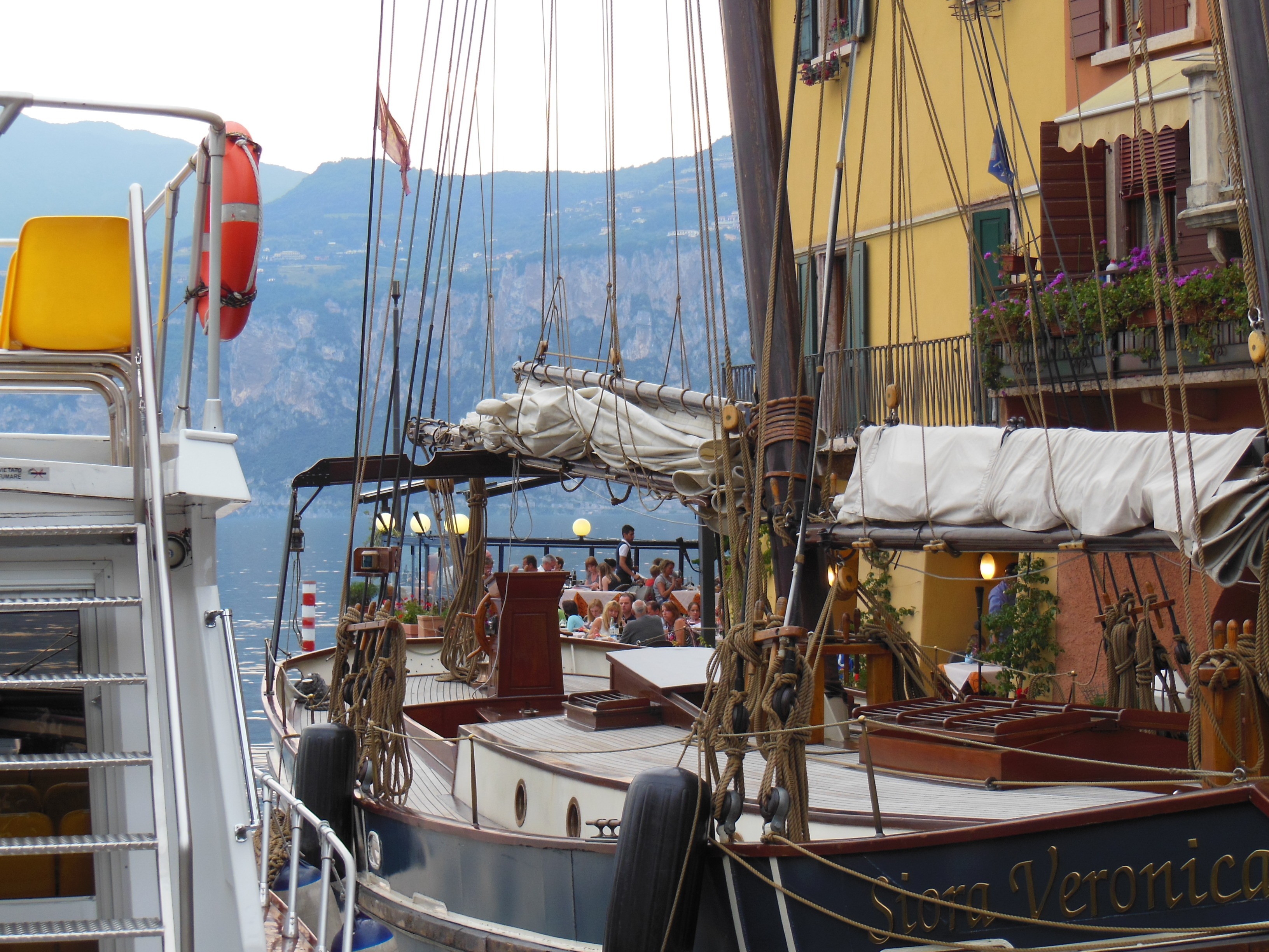 nature, 2K, harbor, sailing Ship, travel, sea, mast, restaurant, nautical Vessel, terrace, building exterior, mode of transportation, moored, port, built structure, HD Wallpaper