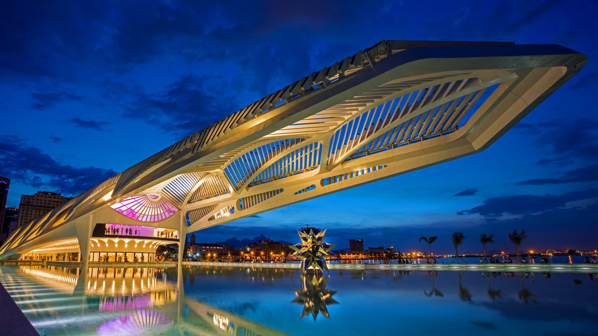 1080P, lights, night, Rio de Janeiro, Brazil, The Museum Of Tomorrow, HD Wallpaper