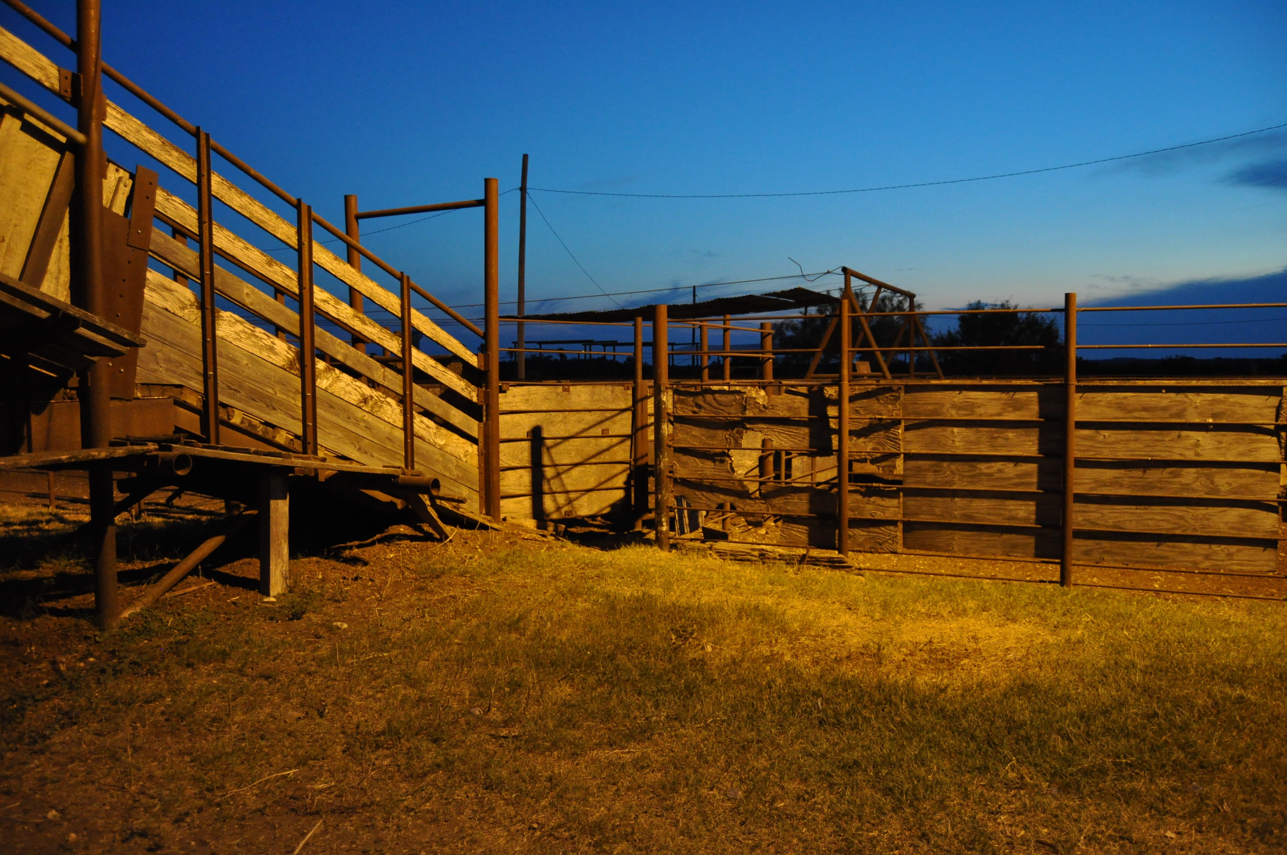 metal, no people, outdoors, Farm, Corral, building exterior, oil industry, clear sky, day, boundary, grass, fuel and power generation, blue, field, nature, HD Wallpaper