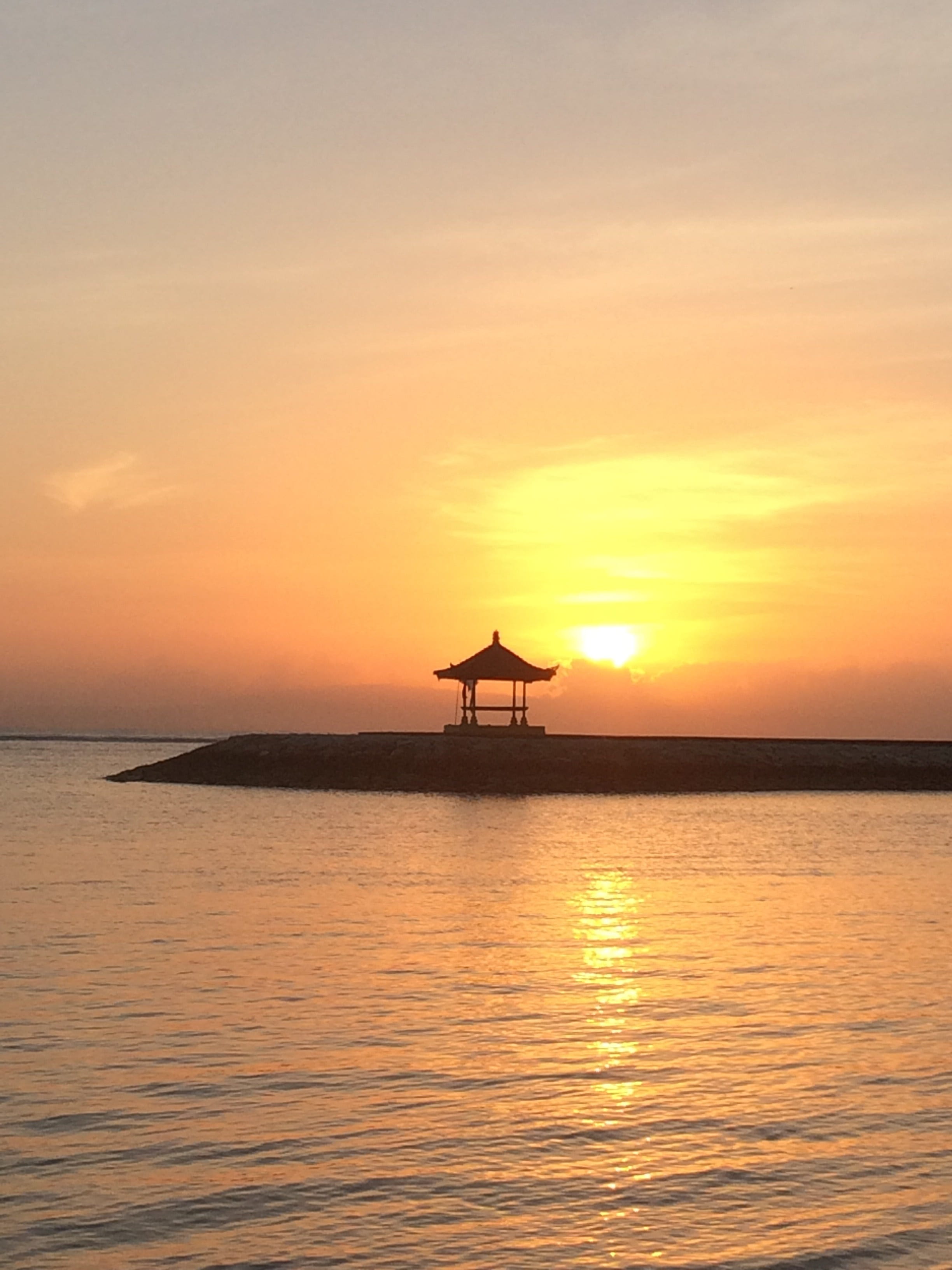poem, morning, water, sanur, sunrise, reflection, idyllic, no people, silhouette, tranquility, sunset, horizon over water, cottage, bali, tranquil scene, Phone HD Wallpaper