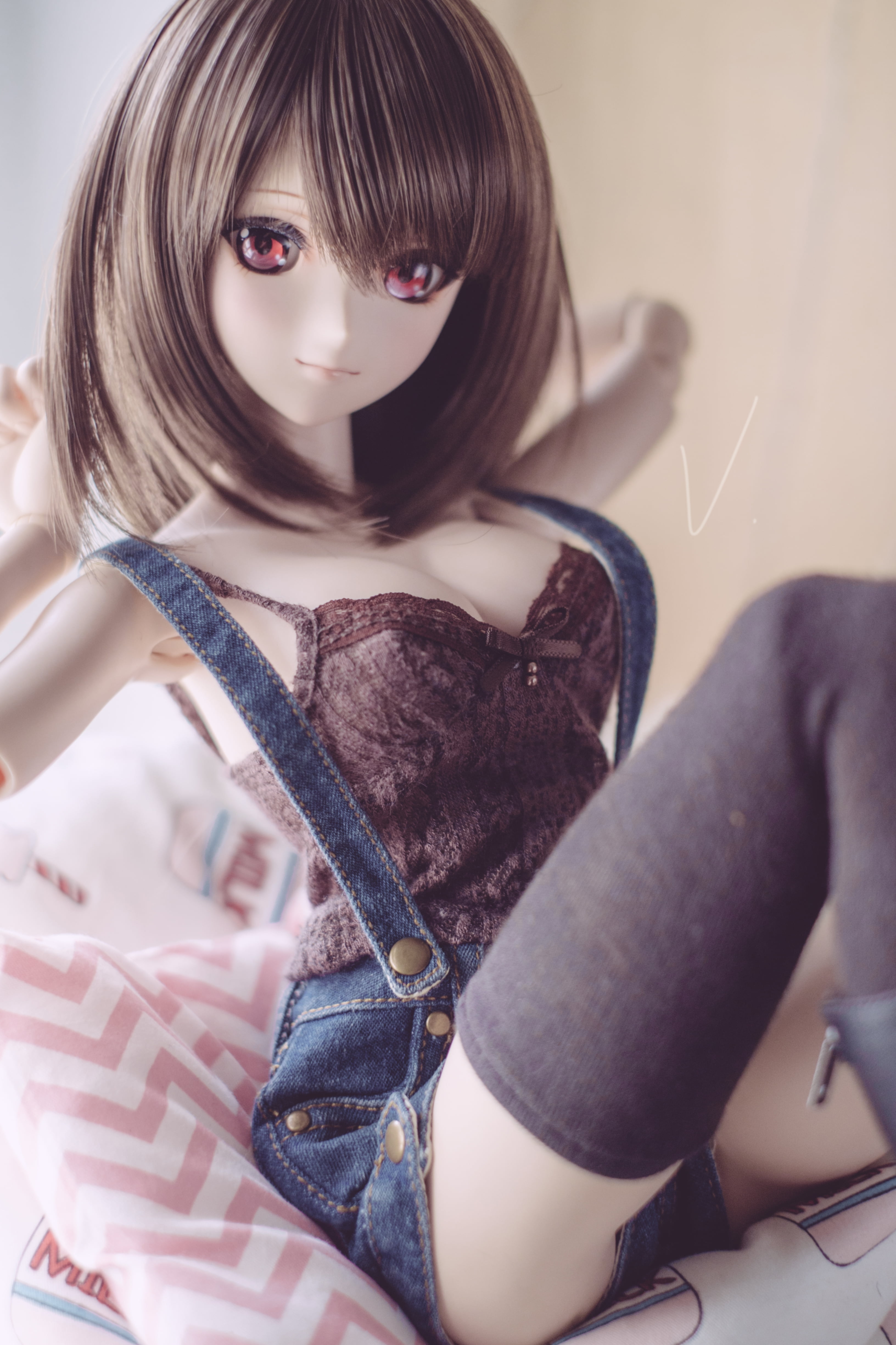 blue, young Adult, DD, Custom, fashion, brown, Dollfie, ドール, denim, people, female, denim shorts, blue denim, anime, one Person, shorts, Dream, BJD, Doll, Phone HD Wallpaper