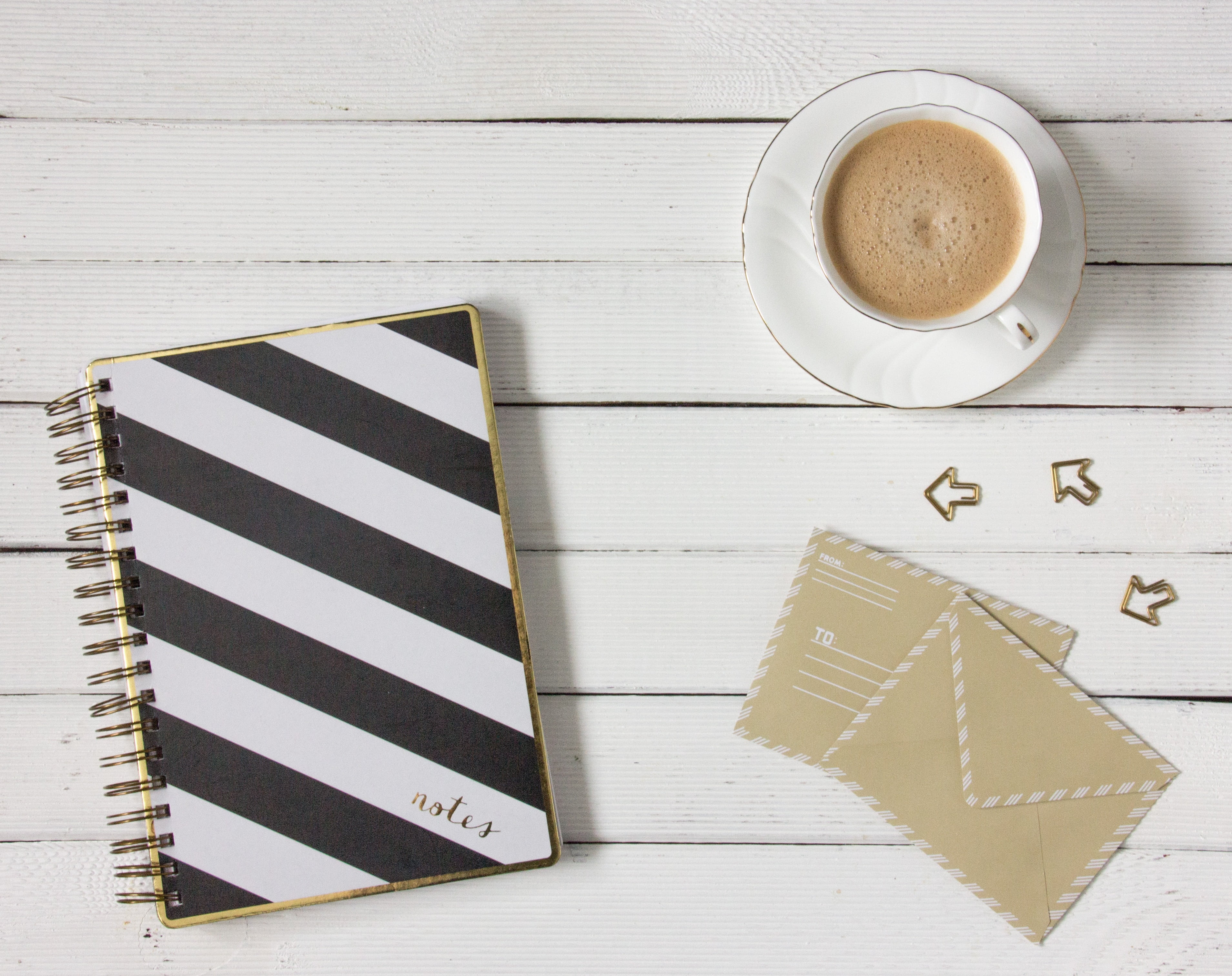 2K, high angle view, white, indoors, black, food, directly above, coffee cup, table, paper, tea, striped, wood - Material, notebook, food and drink, cup, HD Wallpaper