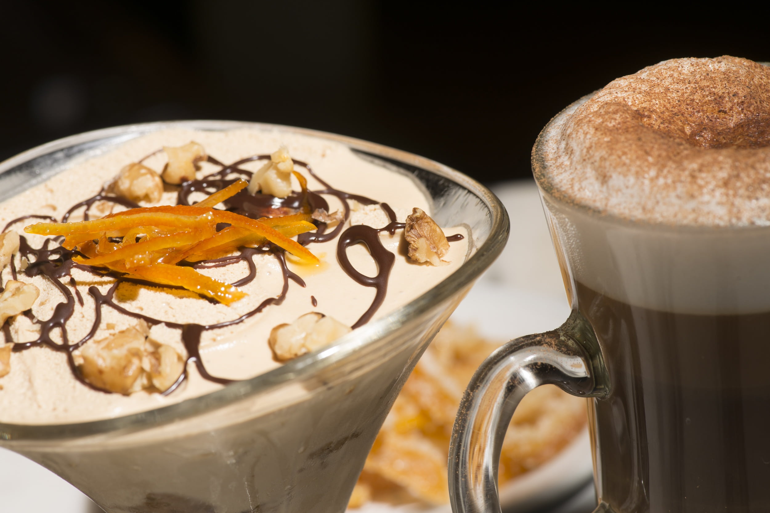 no people, glass, cup, close-up, temptation, coffee, tiramisu, food, sweet, drink, frothy drink, coffee cup, still life, cappuccino, beverages, household equipment, HD Wallpaper