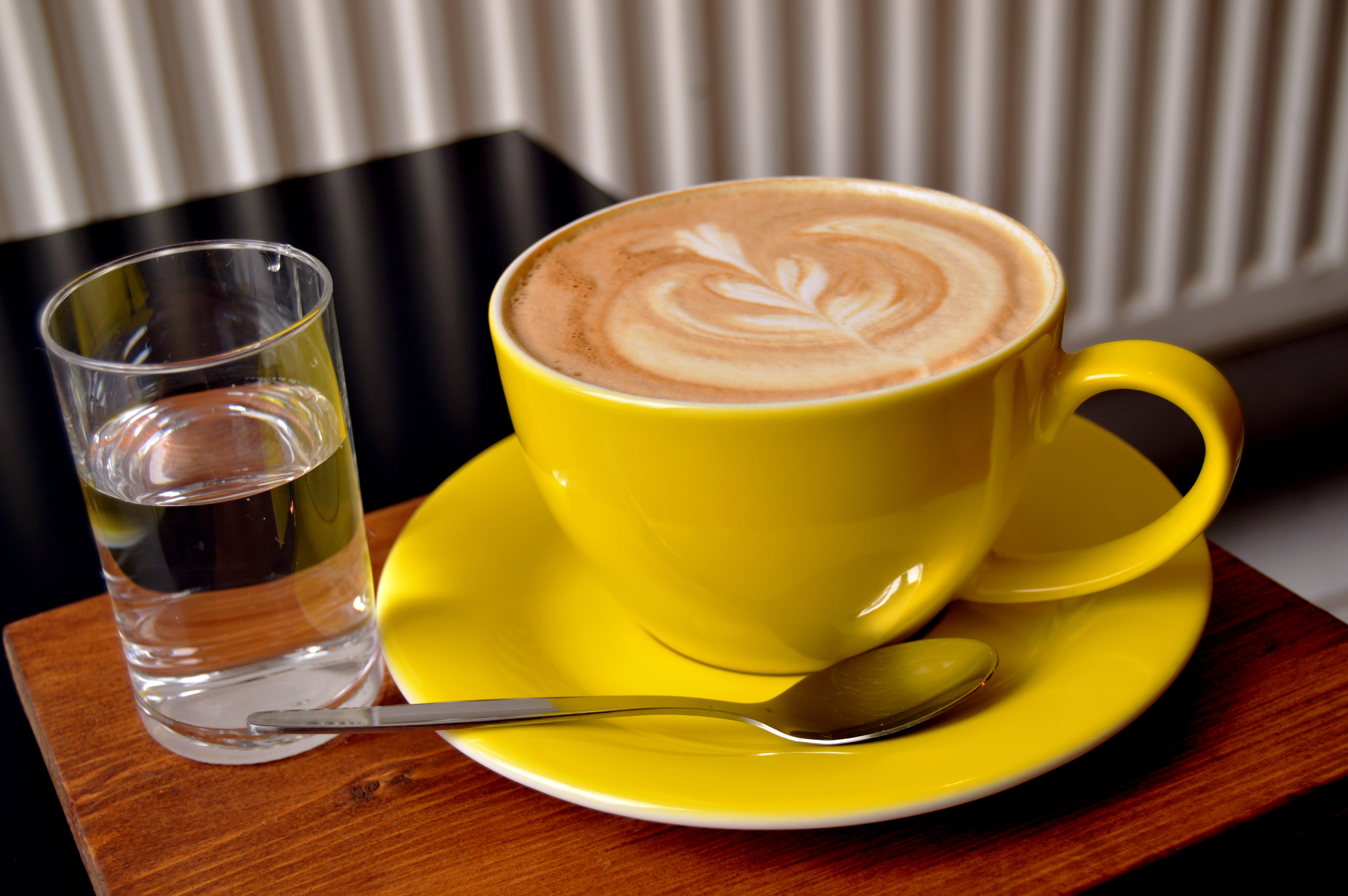 table, coffee cup, glass, breakfast, refreshment, food and drink, frothy drink, no people, café, teaspoon, 5K, crockery, mug, still life, teacup, indoors, HD Wallpaper