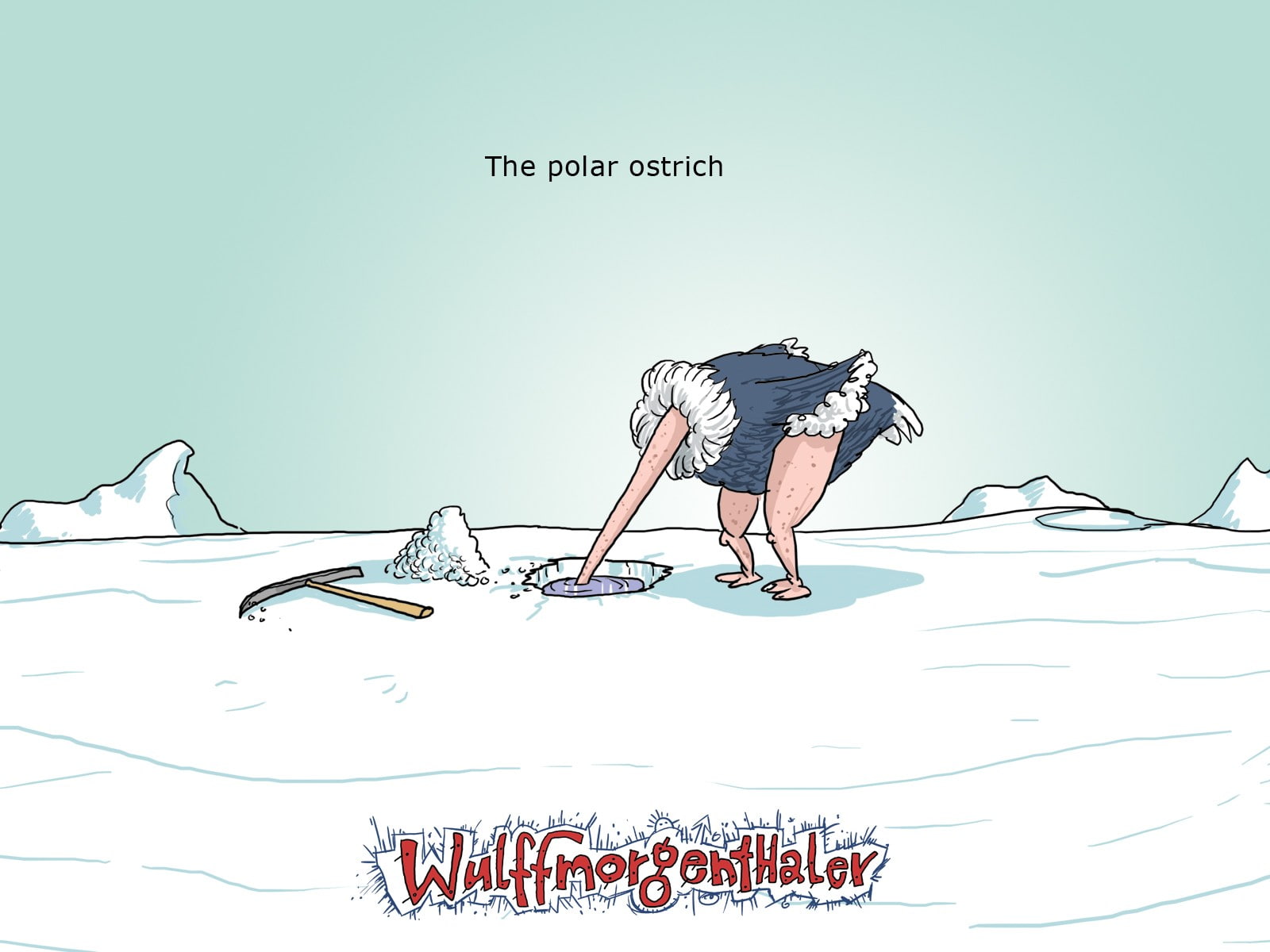 ostrich, Wulffmorgenthaler, caricature, 720P, hole, humor, HD Wallpaper