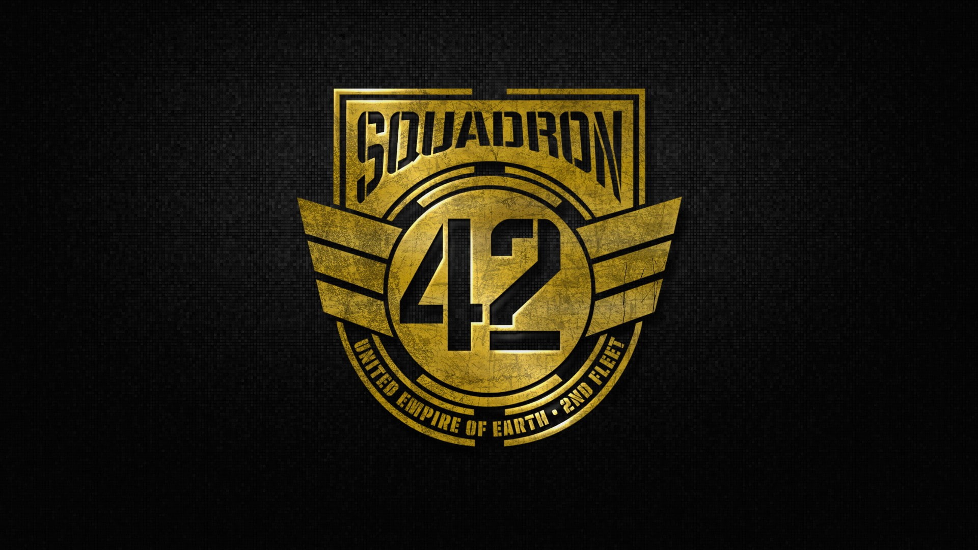 single object, symbol, black background, Squadron 42, 1080P, text, close-up, Star Citizen, communication, insignia, no people, law, studio shot, warning symbol, HD Wallpaper