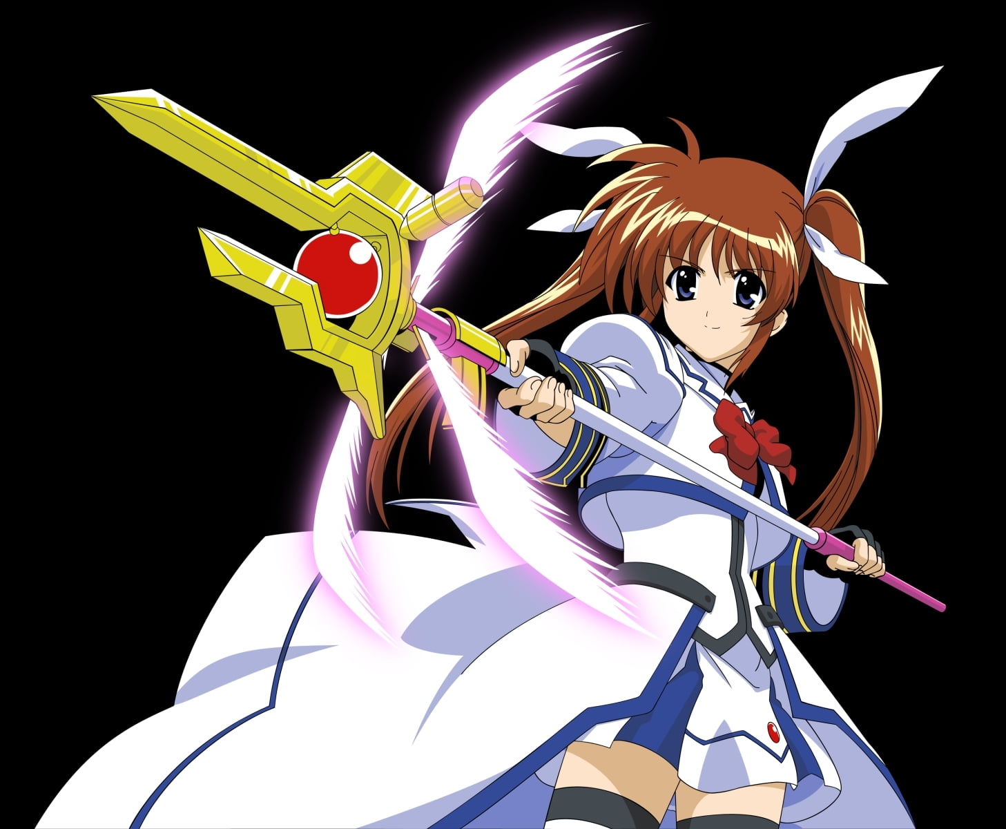 night, guns, dress, black background, studio shot, girl, 720P, no people, nature, close-up, illuminated, indoors, mahou shoujo lyrical nanoha, multi colored, HD Wallpaper