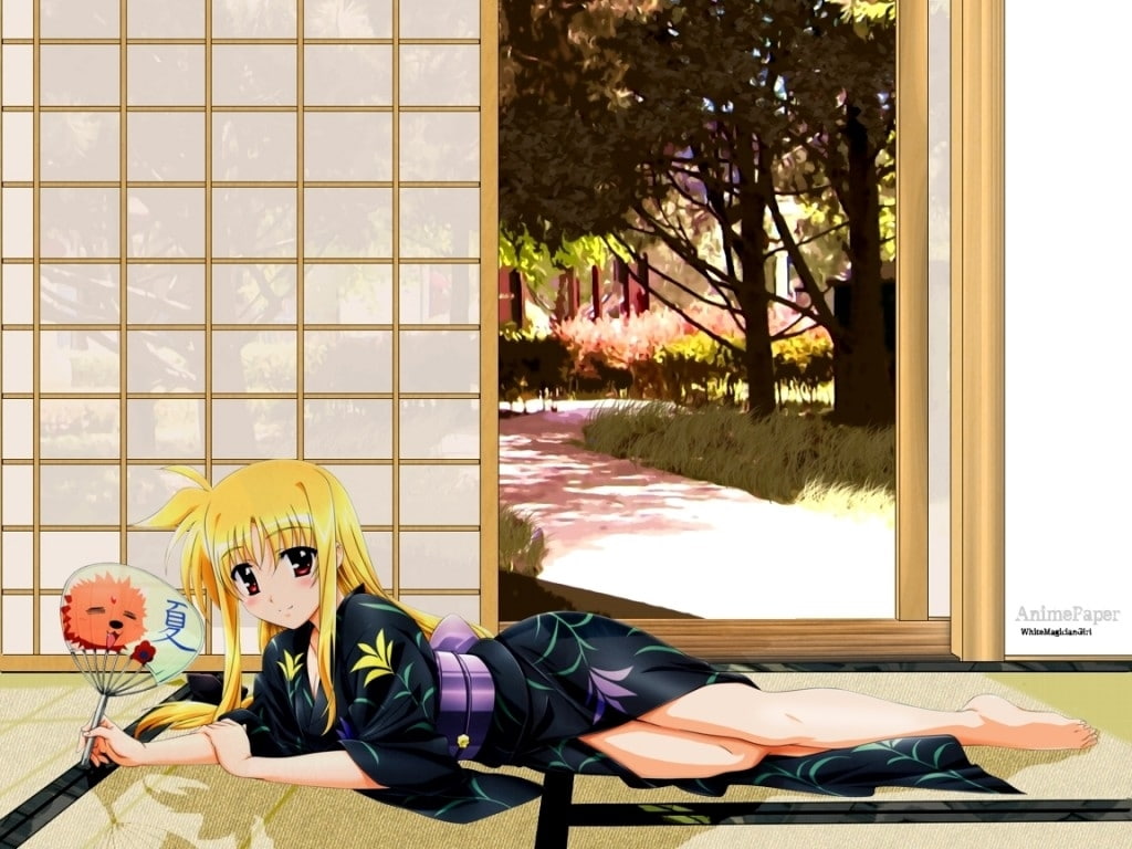 nanoha, anime, lyrical, x, Mahou Shoujo Lyrical Nanoha, art, shoujo, 480P, mahou, hot, fate, yuri, kissing, hd, HD Wallpaper