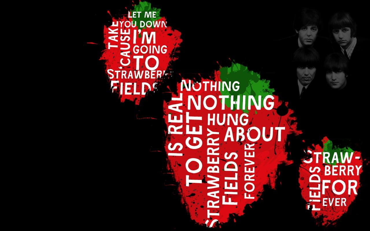 lyrics, strawberries, nature, The Beatles, Fields, art, hd, beatles, 720P, x, HD Wallpaper