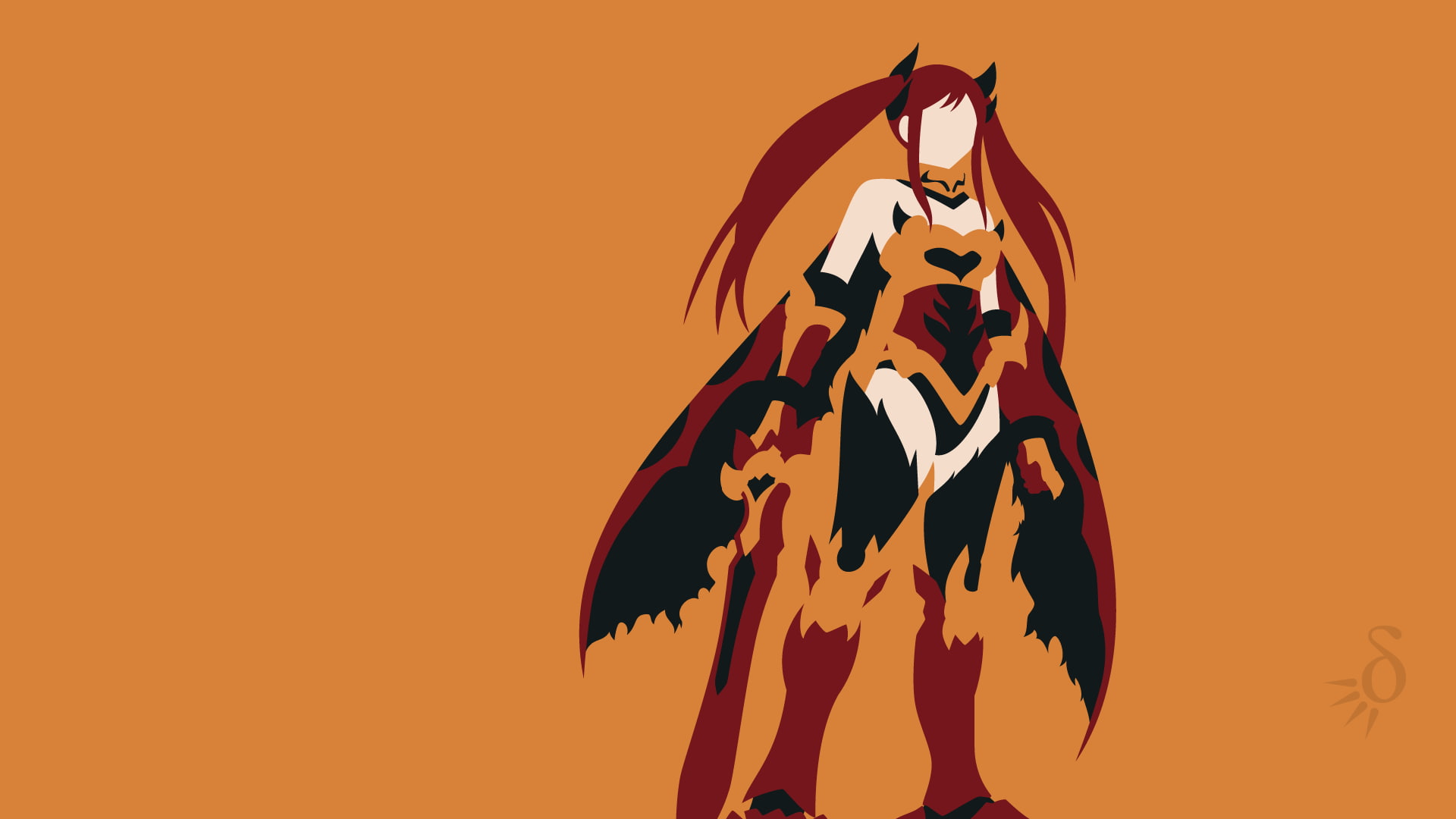 vector, 1080P, anime vectors, anime girls, orange background, Fairy Tail, twintails, HD Wallpaper