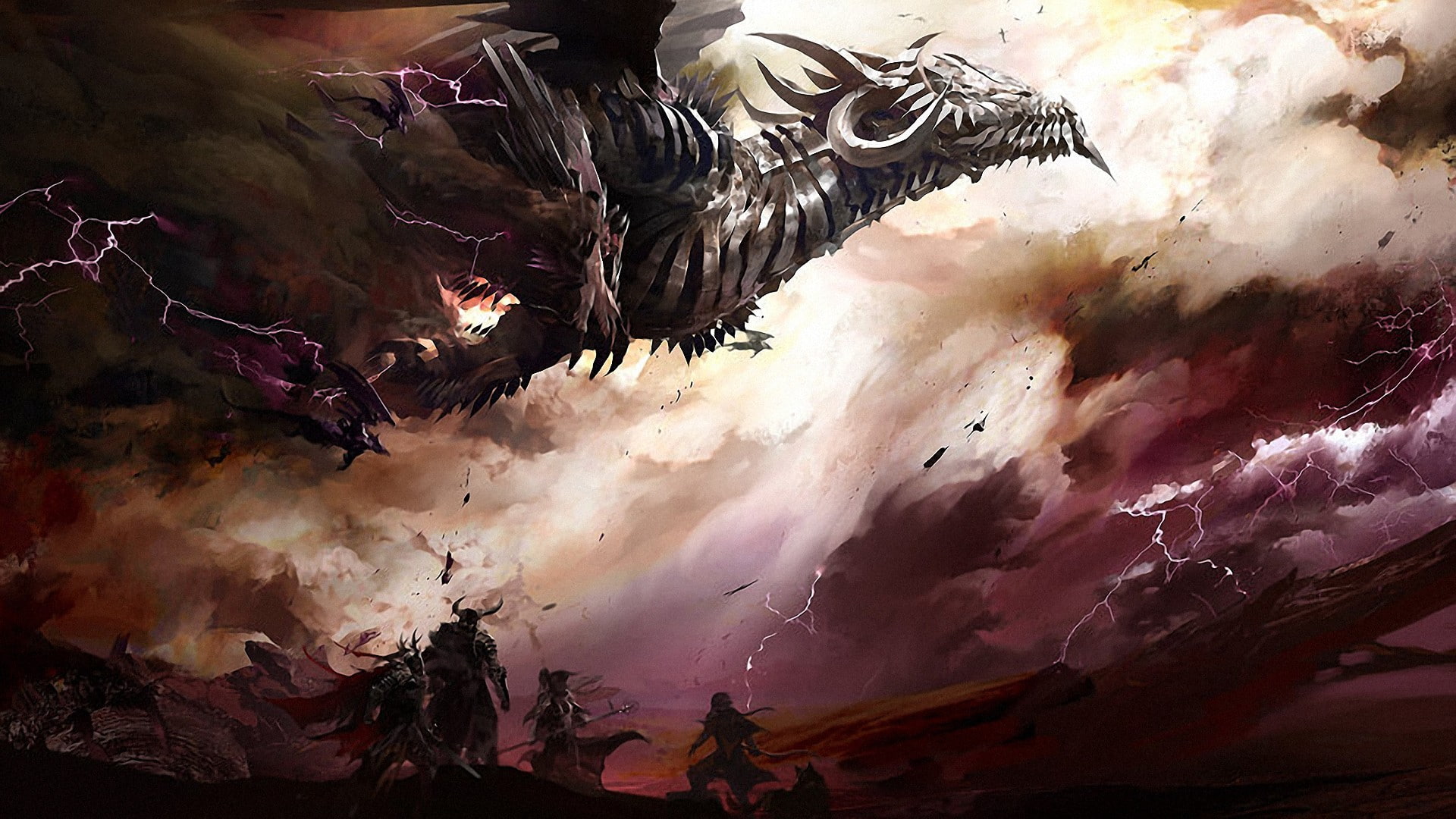 1080P, Guild Wars, Guild Wars 2, video games, fantasy art, dragon, concept art, HD Wallpaper