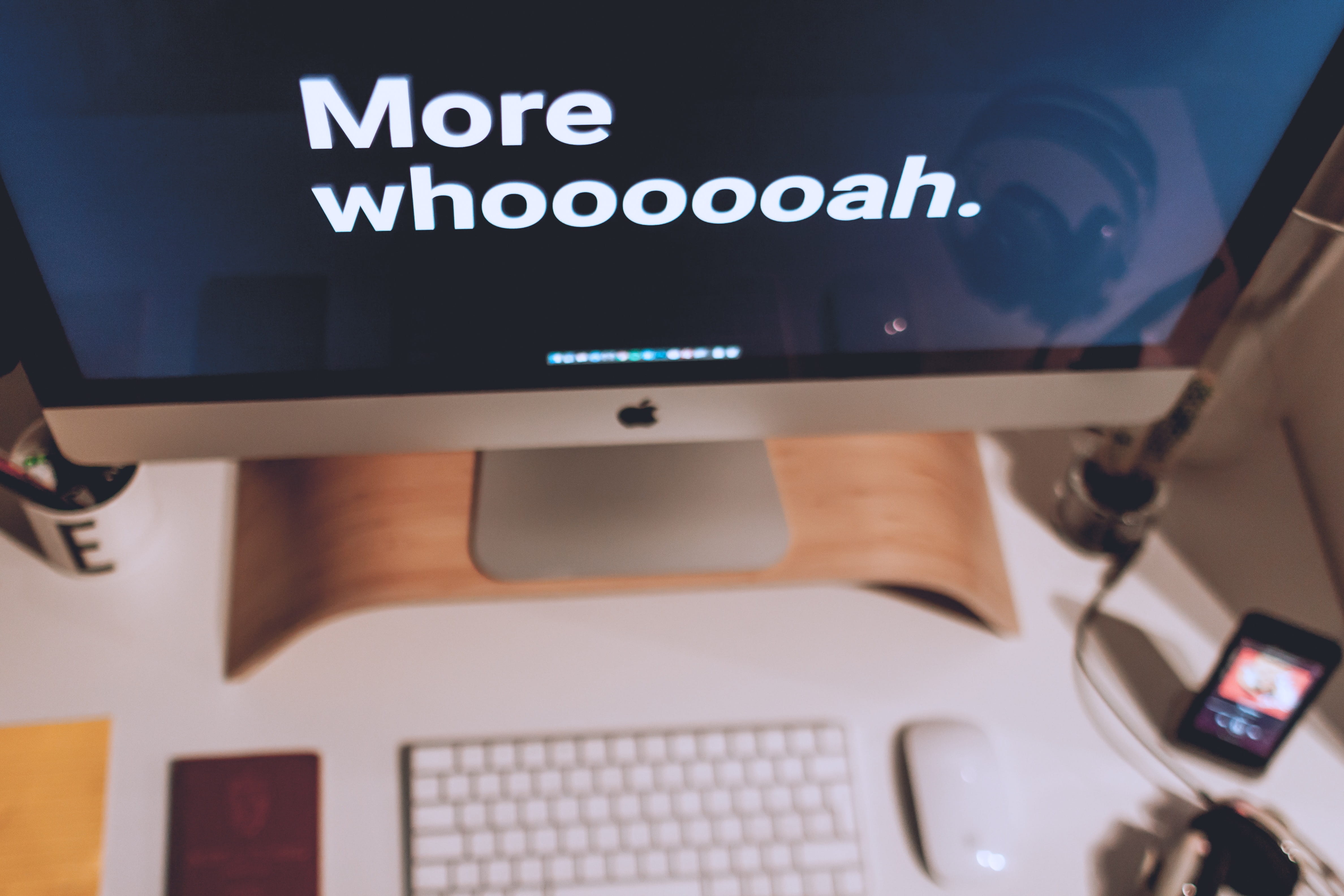electrical equipment, photo, keyboard, imac, work, computer monitor, indoors, depth, message, connection, business, global communications, apple, computer keyboard, HD Wallpaper