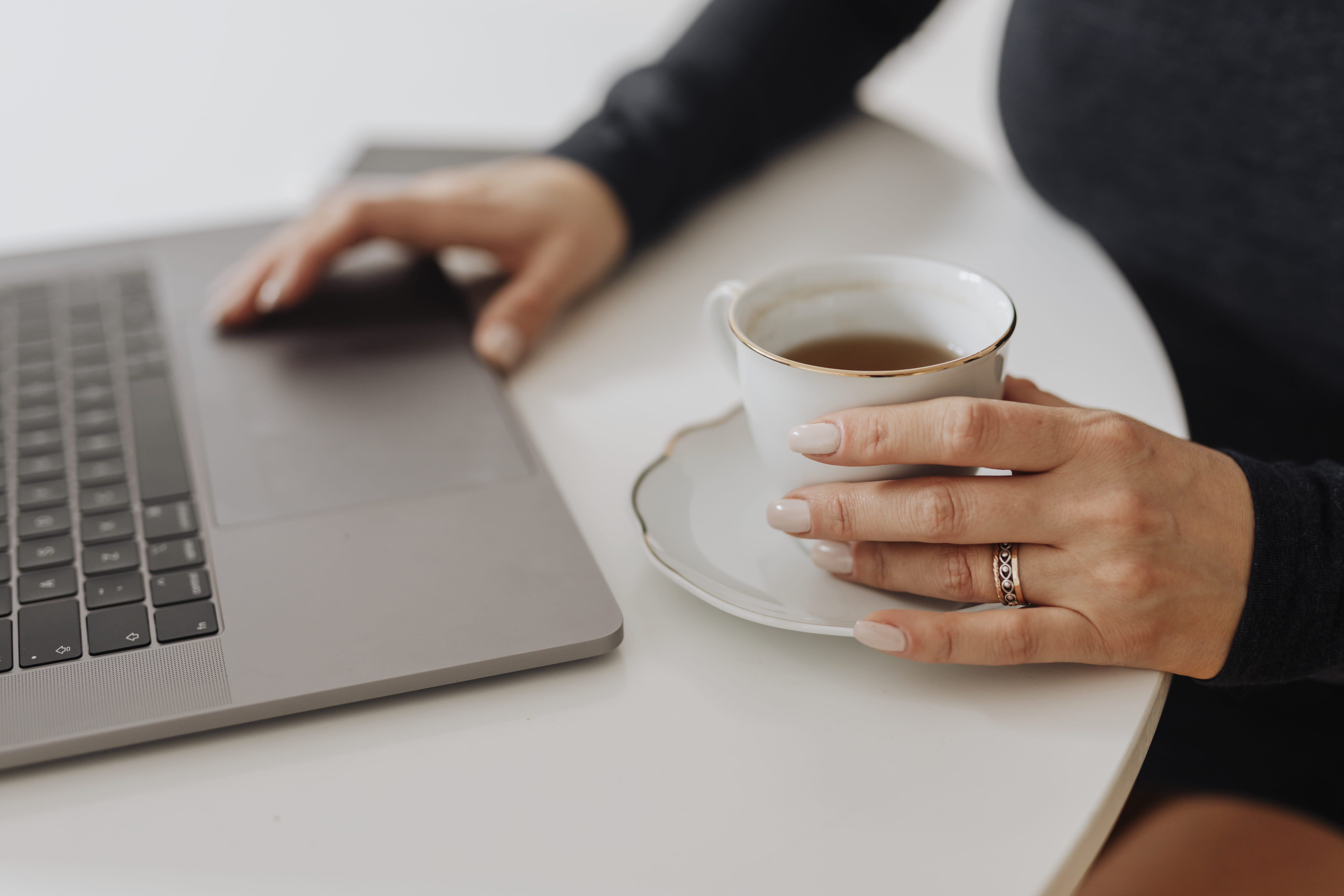 computer, human body part, keyboard, wireless technology, working, hand, beverage, relaxation, work, browsing, 5K, room, connection, workplace, adult, HD Wallpaper