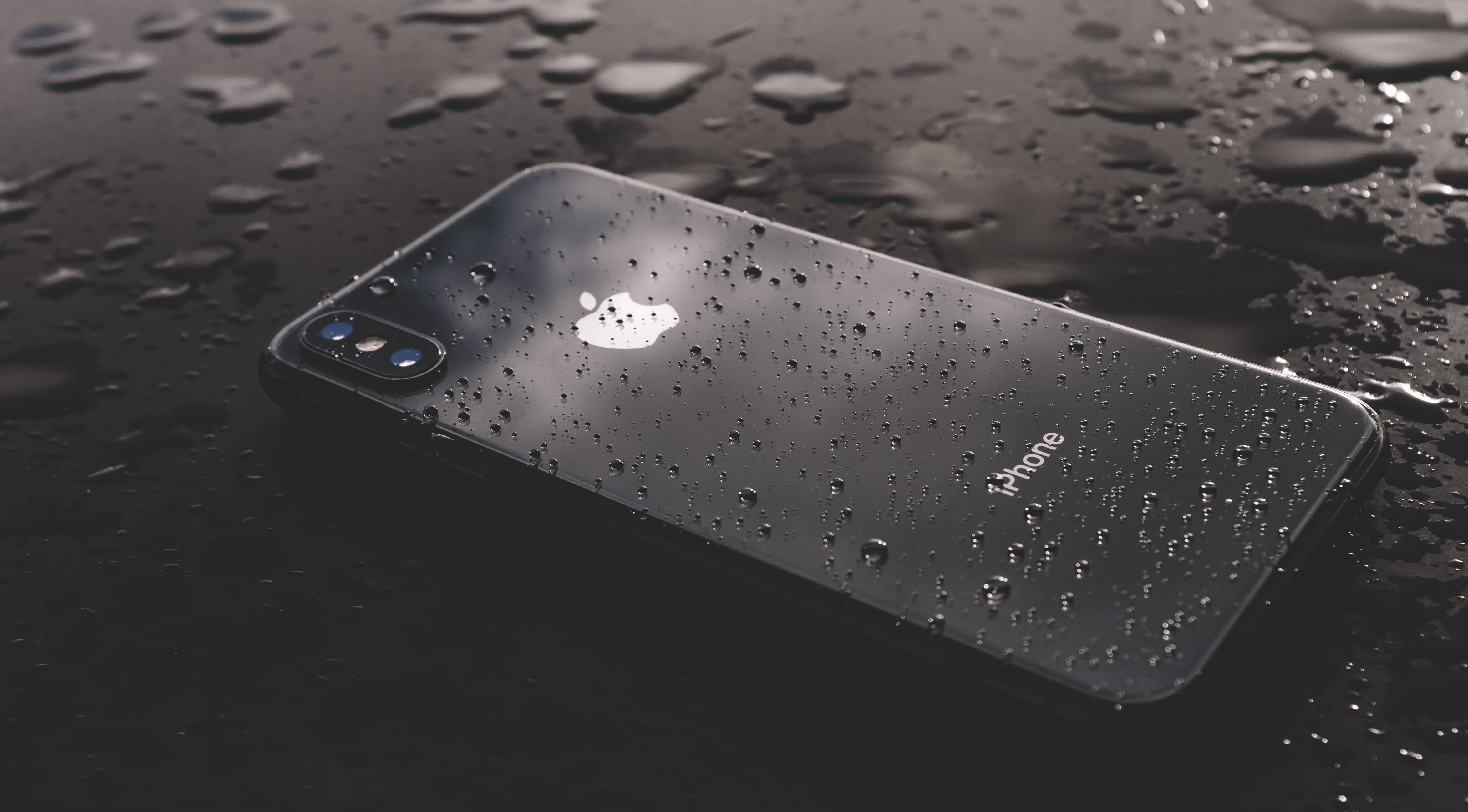 rain, table, cameraphone, wet, water, cellphone, no people, metal, drop, neah bay, purity, black, still life, day, us, waterproof, selective focus, close-up, HD Wallpaper