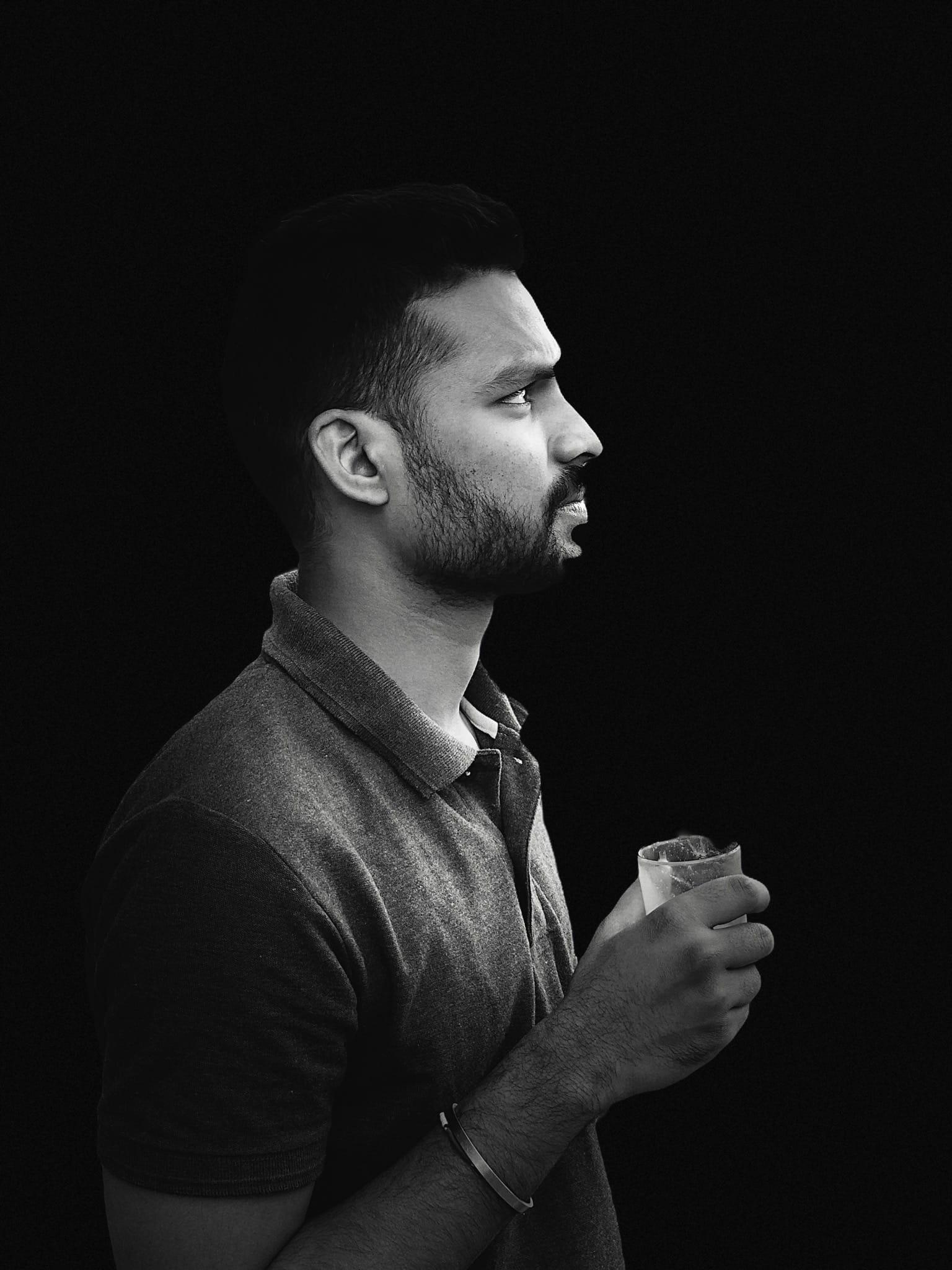 studio shot, bengaluru, blackandwhite, fashion, leisure activity, black background, india, looking, beautiful people, young men, lifestyles, beard, drinking, Phone HD Wallpaper