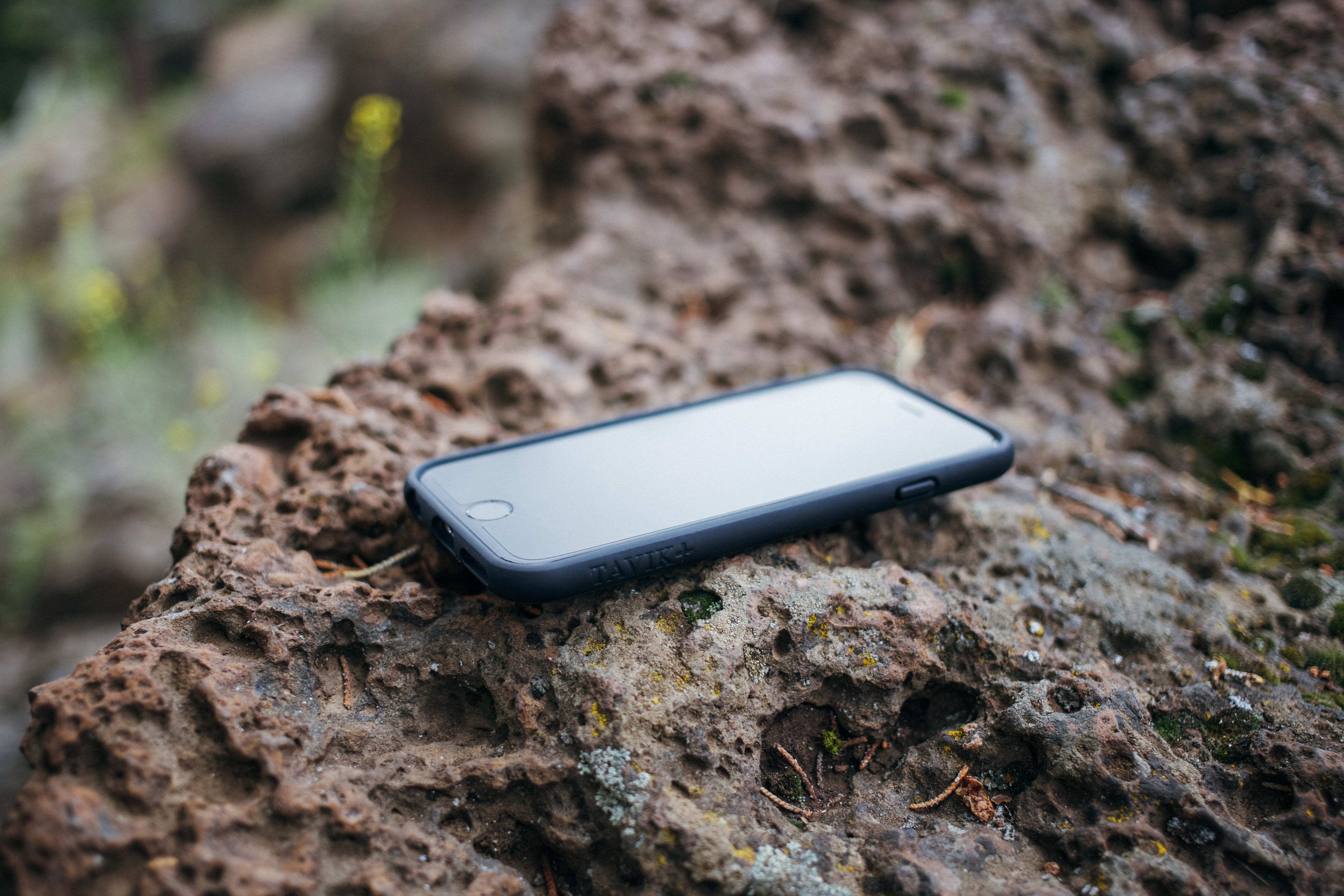 mobile, no people, solid, iphone, outdoors, mobile phone, 5K, dirt, close-up, brown, focus on foreground, technology, connection, screen, rock, smart phone, HD Wallpaper