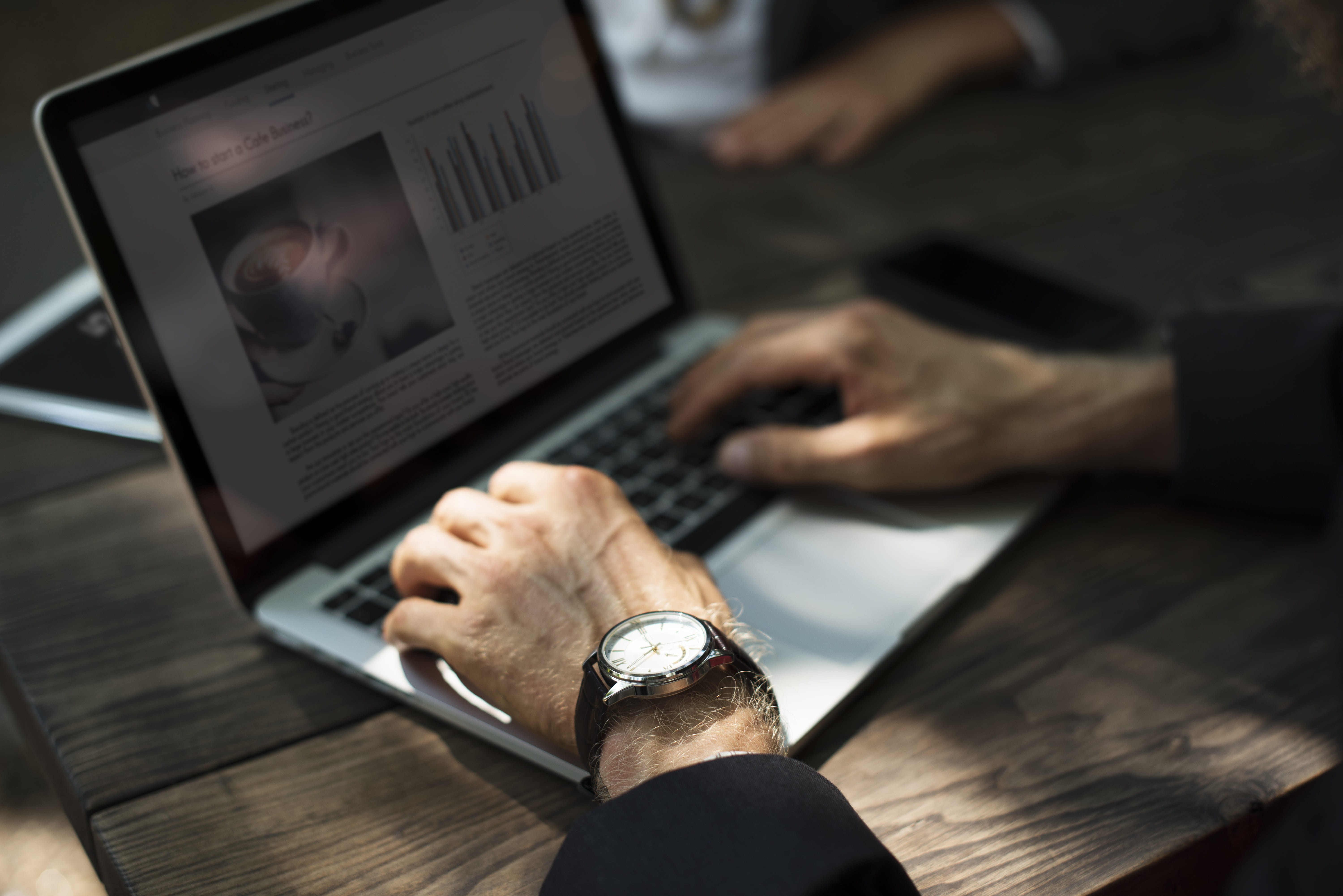 one person, technology, coffee shop, 5K, males, business, men, indoors, table, working, hand, cafe, communication, macbook, computer, human body part, HD Wallpaper
