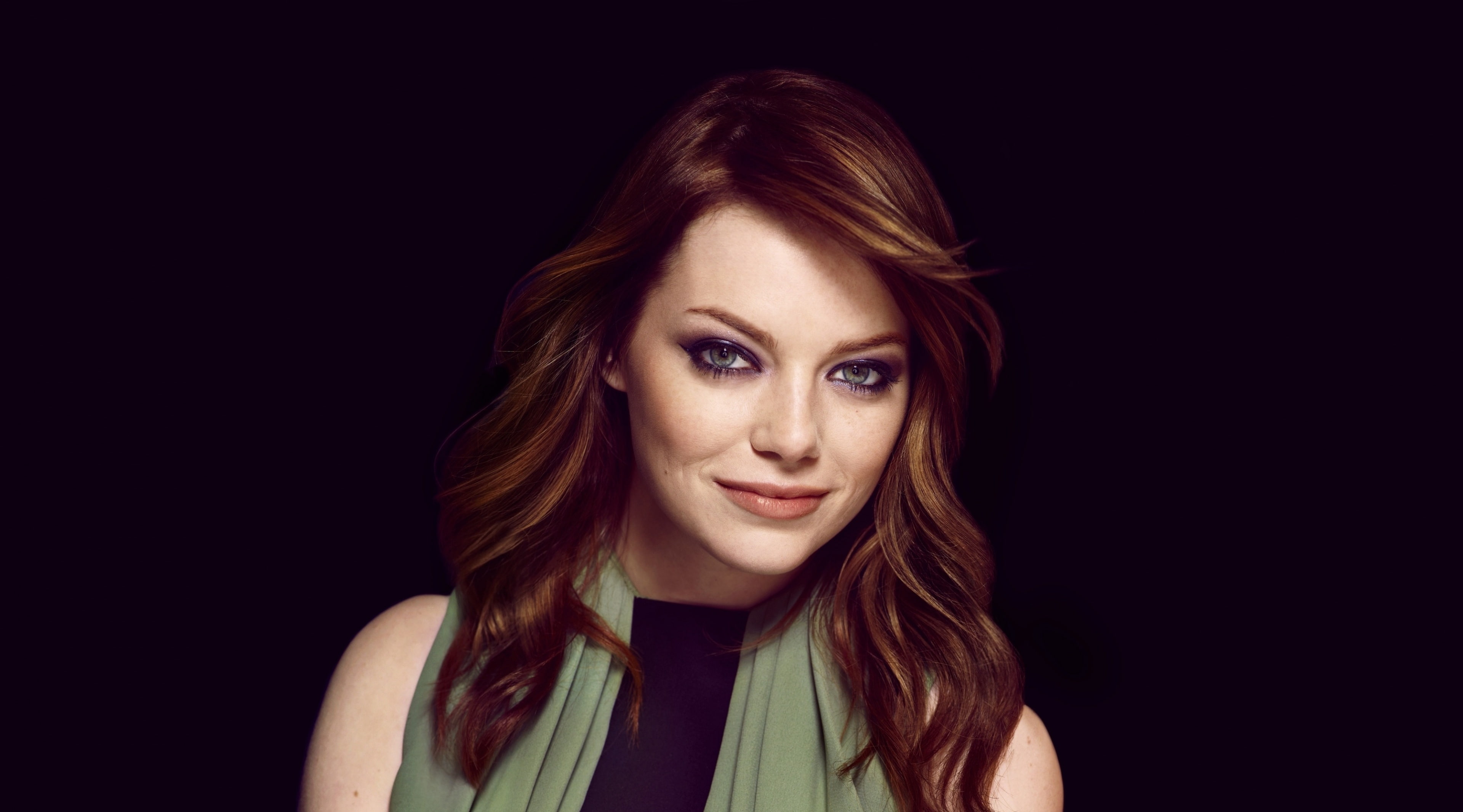 hair, redhead, young women, 2014, indoors, 4K, portrait, looking at camera, Others, contemplation, hairstyle, teenager, black background, beautiful woman, HD Wallpaper