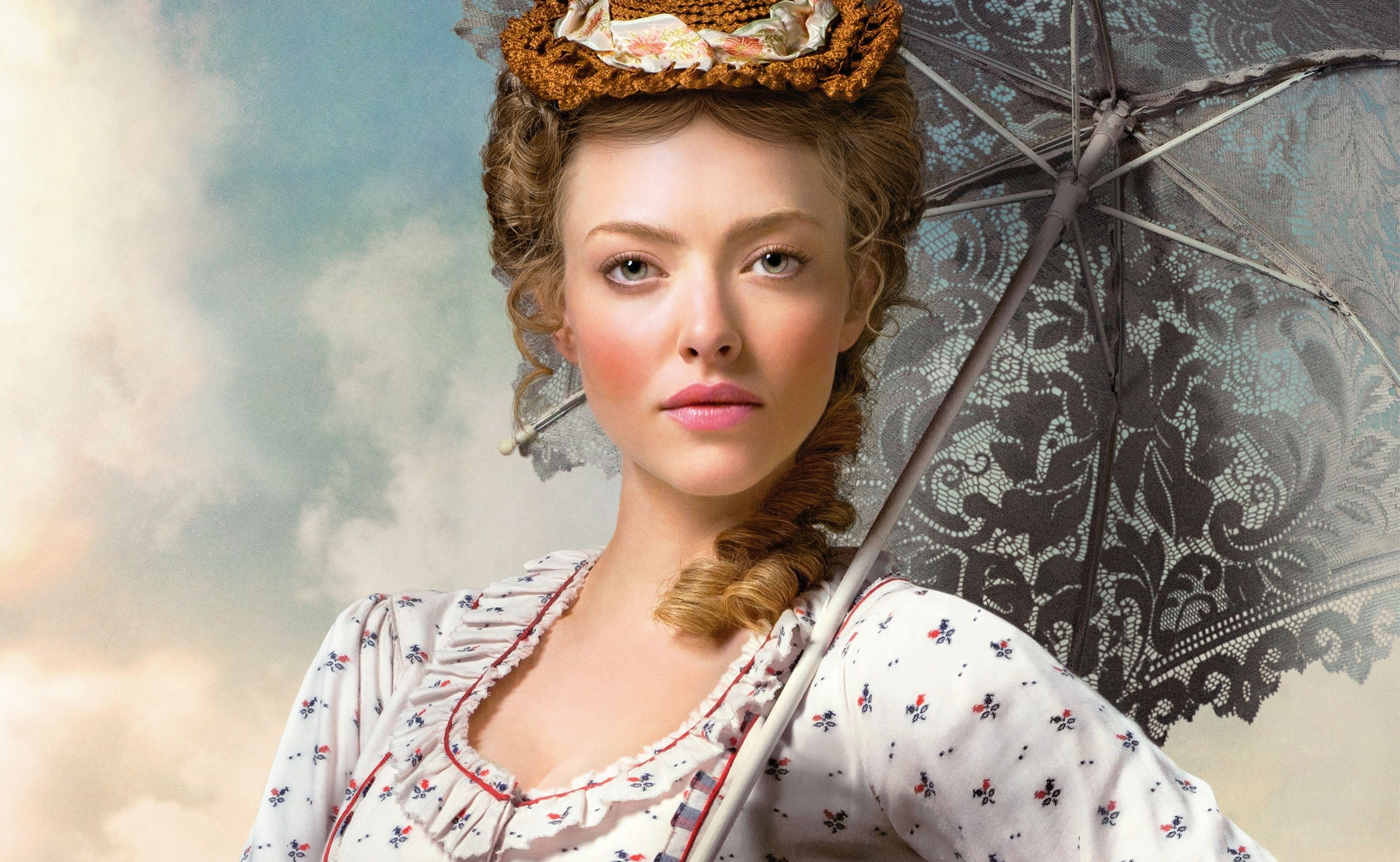 amanda seyfried, west, amanda, million, adult, beautiful woman, Western, die, Arizona, one person, portrait, 2K, hair, pattern, 2014, Other Movies, floral pattern, HD Wallpaper