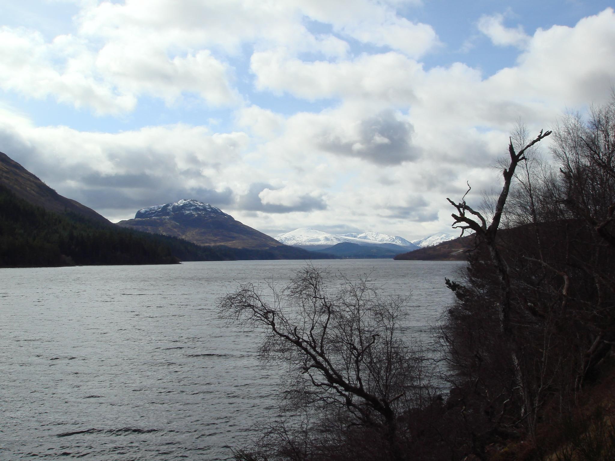 scotland, white, loch laggan, 1080P, mountains, big, clouds, 3d and abstract, lake, light, highlands, HD Wallpaper