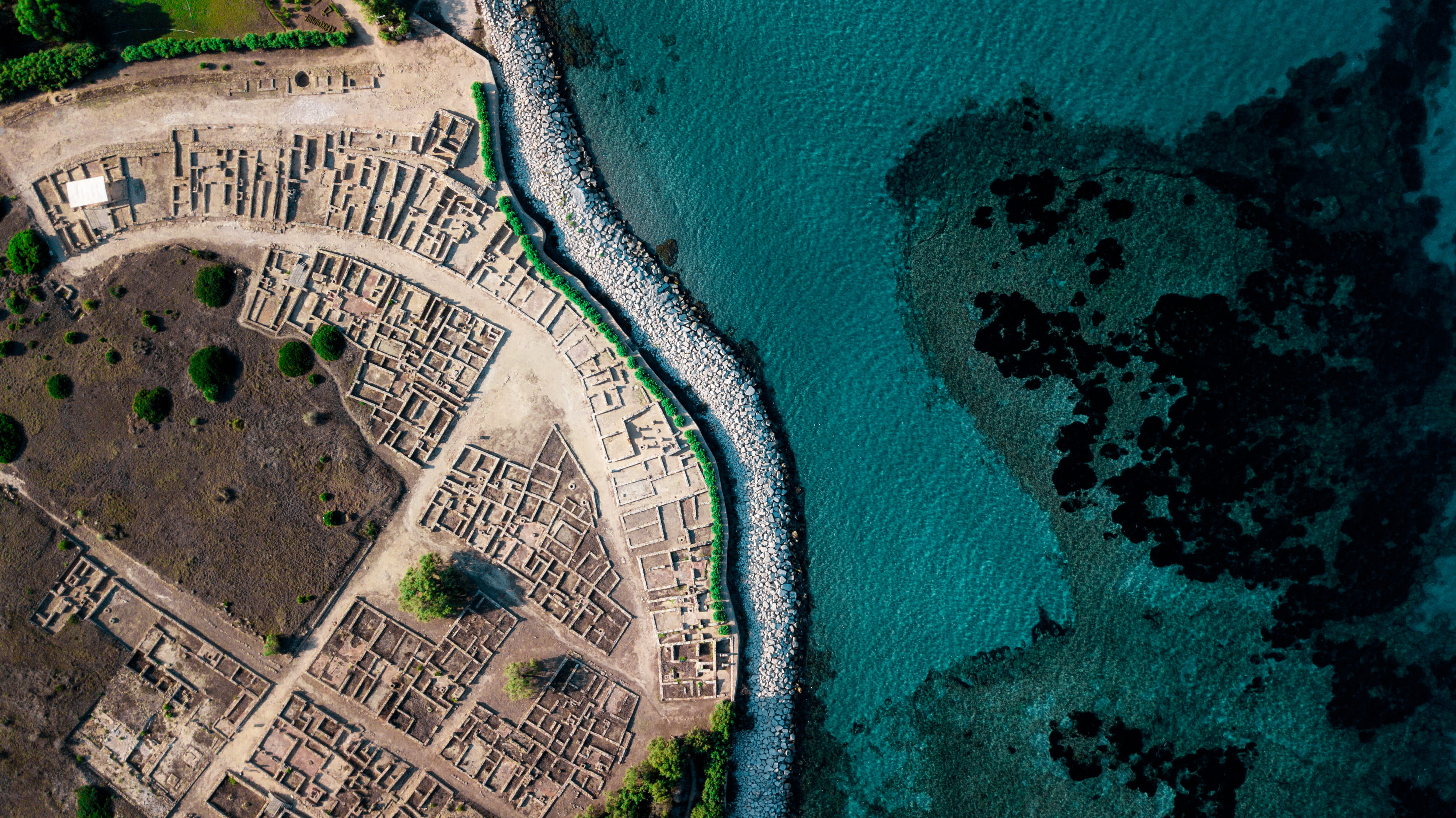 body, coast, landscape, travel, water, seashore, ruins, no people, turquoise colored, top, outdoors, blue, environment, day, photography, aerial view, archaeology, HD Wallpaper