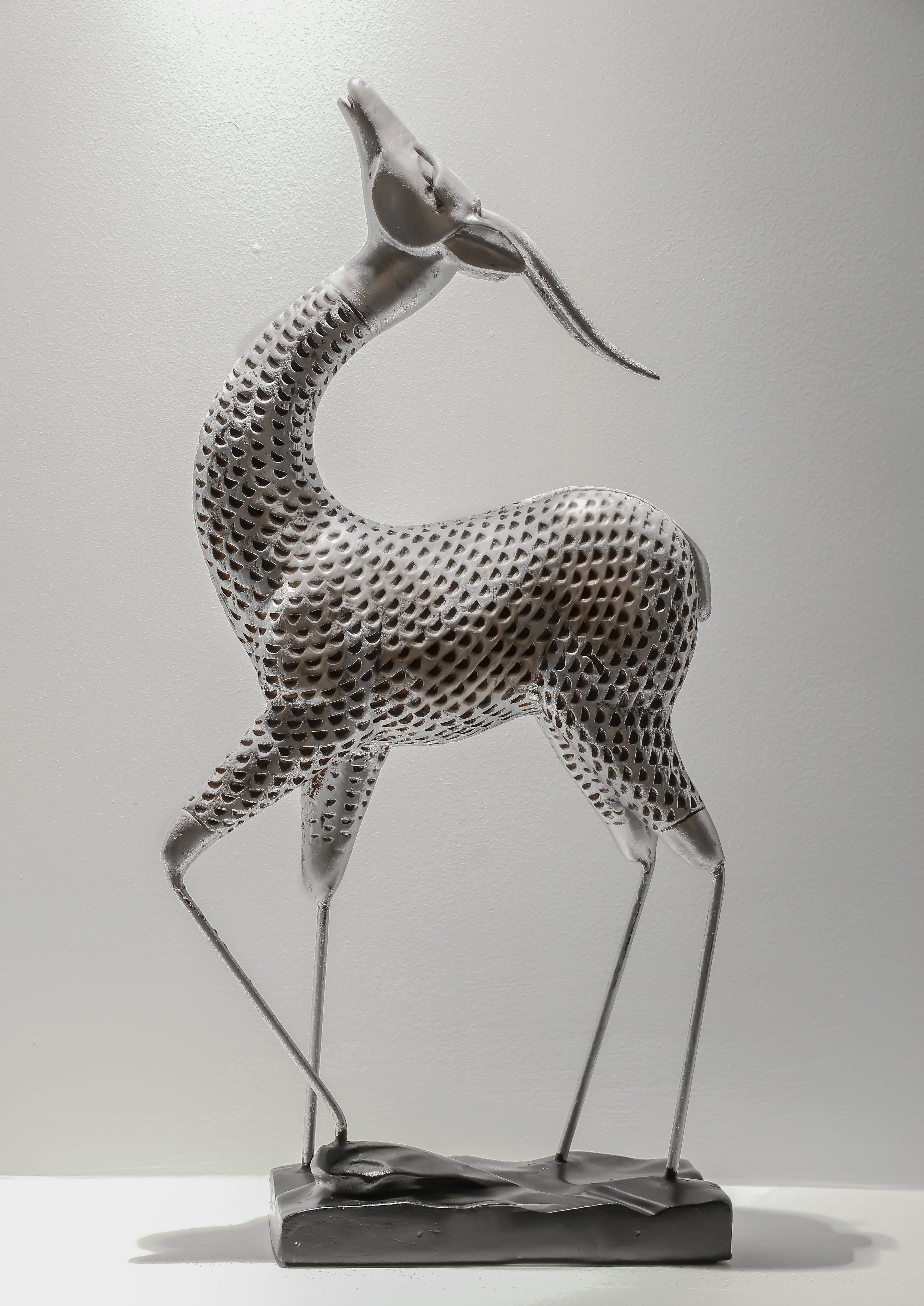 grey, white background, statue, mammal, gray, horse, gazelle, animal themes, art and craft, animal wildlife, still life, table, gray background, art, no people, Phone HD Wallpaper