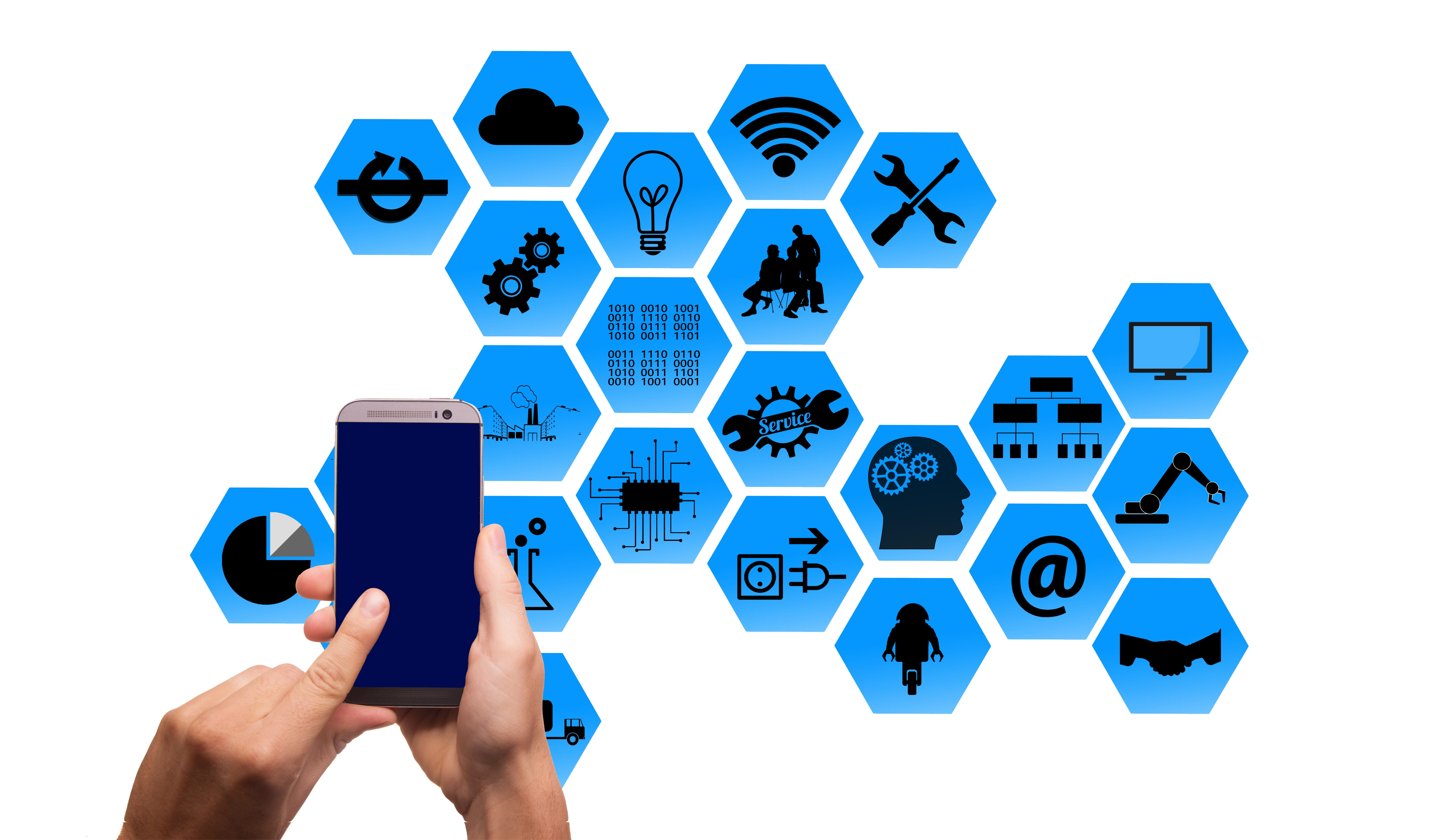computer, vision, 5K, control, computer icon, network, technology, communication, media, blue, human hand, global communications, building exterior, data, HD Wallpaper