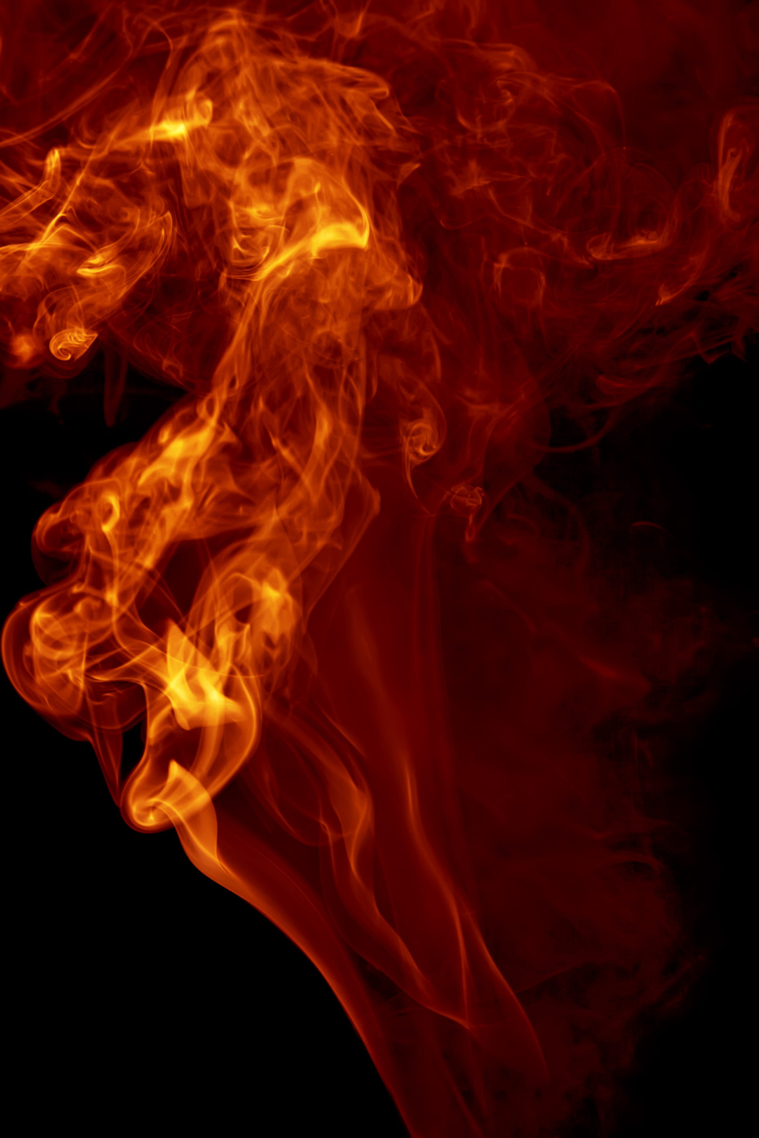 fire, art, elegant, zen, orange color, nature, curve, trail, magic, red, studio shot, motion, flame, swirl, incense, abstract, inferno, textured, effect, Phone HD Wallpaper