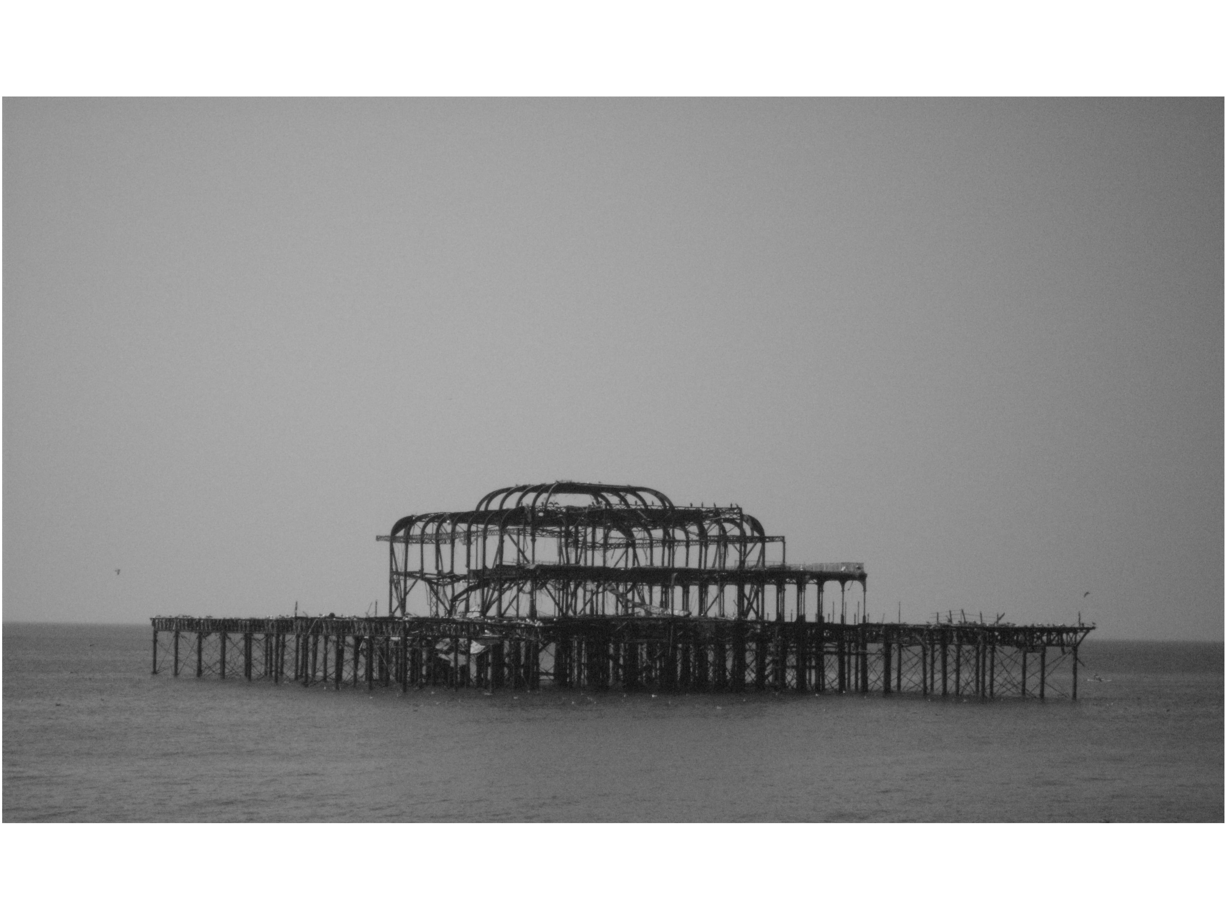 horizon over water, built structure, scenics - nature, pier, outdoors, tranquility, no people, horizon, nature, sea, english, clear sky, coast, copy space, HD Wallpaper